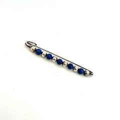 Tiffany & Co Estate Lapis Bobby Pin Brooch Sterling Silver 9 mm