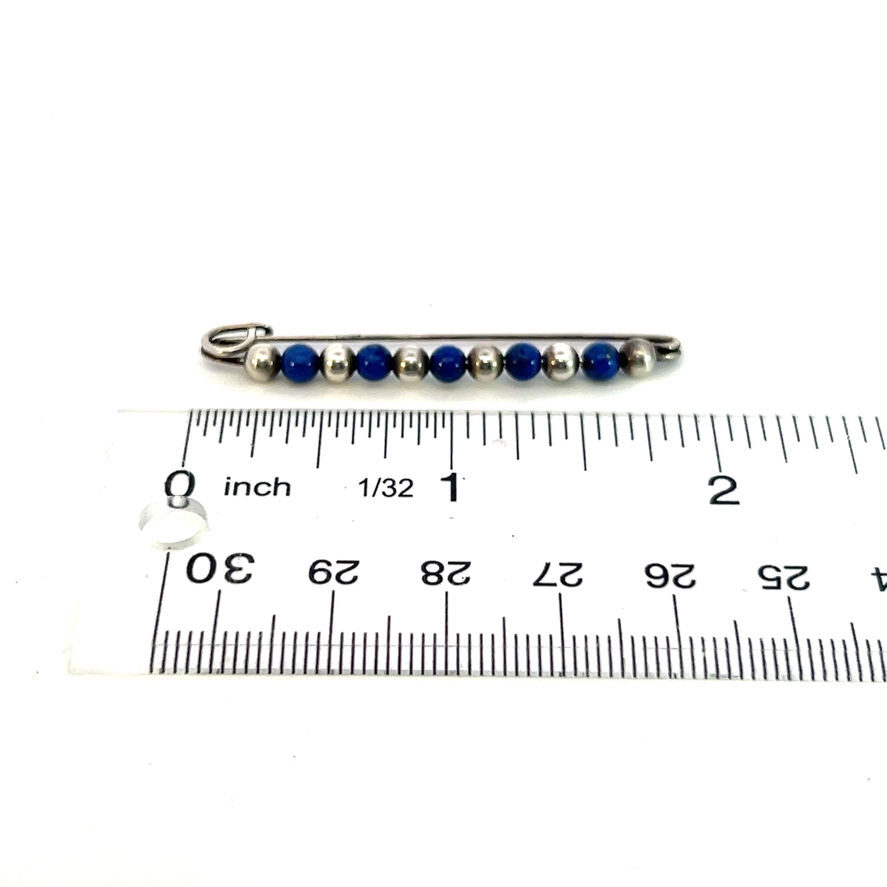 Tiffany & Co Estate Lapis Bobby Pin Brooch Sterling Silver 9 mm For Sale 1
