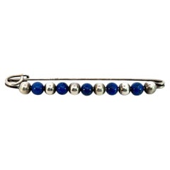 Tiffany & Co Estate Lapis Bobby Pin Brooch Sterling Silver 9 mm