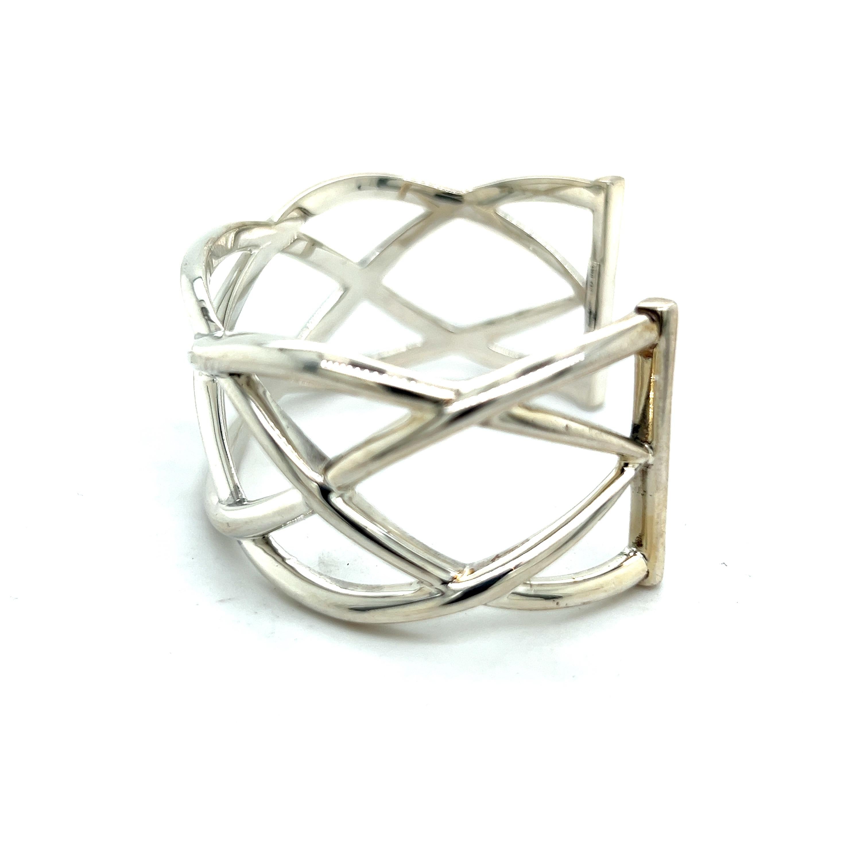 Tiffany & Co Estate Large Celtic Knot Cuff Bracelet Medium Silver  In Good Condition In Brooklyn, NY