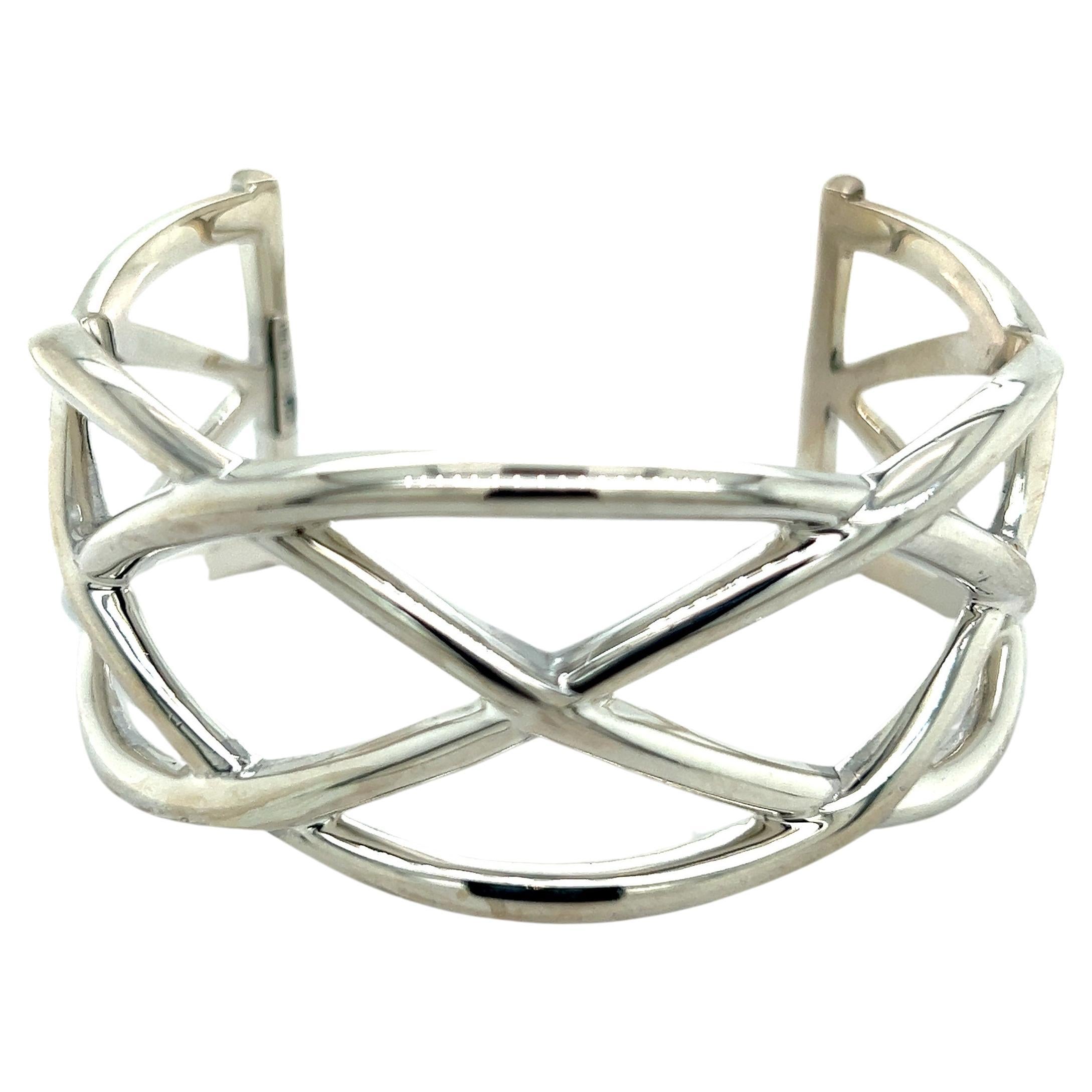 Tiffany & Co Estate Large Celtic Knot Cuff Bracelet Medium Silver 