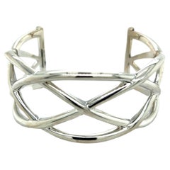 Tiffany & Co Estate Large Celtic Knot Cuff Bracelet Medium Silver
