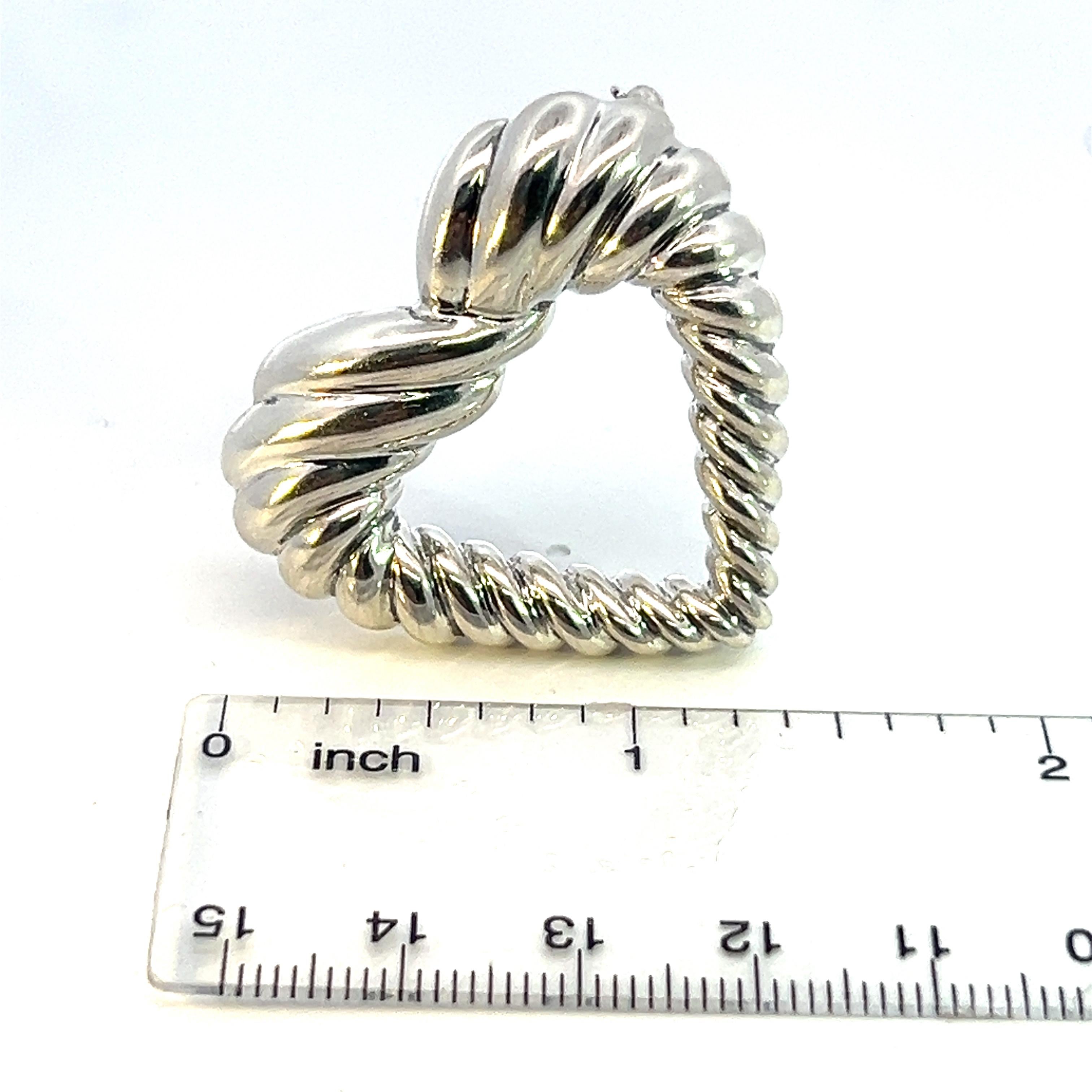 Tiffany & Co Estate Large Heart Brooch Silver For Sale 2