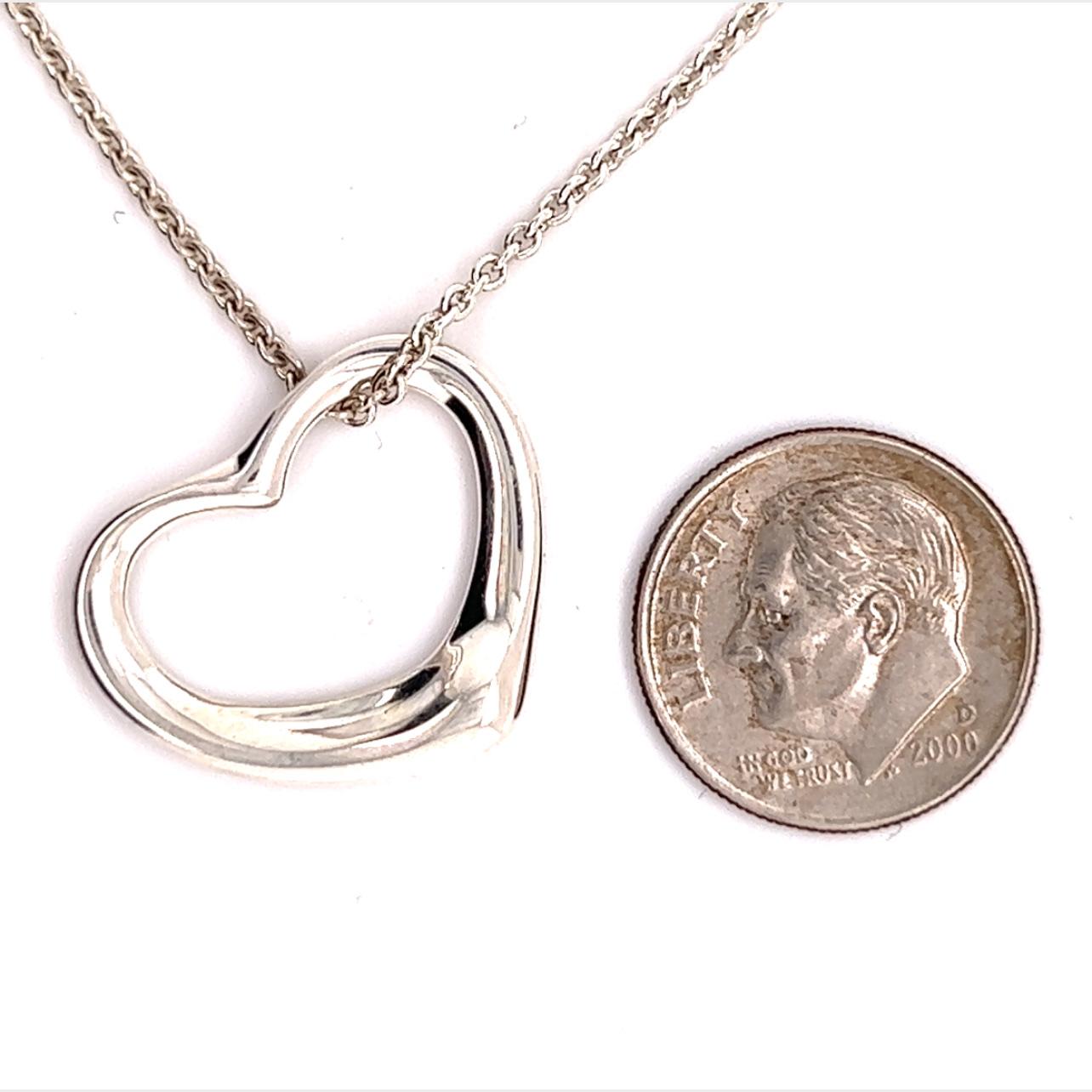 Tiffany & Co Estate Large Heart Pendtiffaant Silver Necklace by Elsa Peretti 5