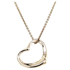Tiffany 
Co Estate Large Heart Pendtiffaant Silver Necklace by Elsa Peretti