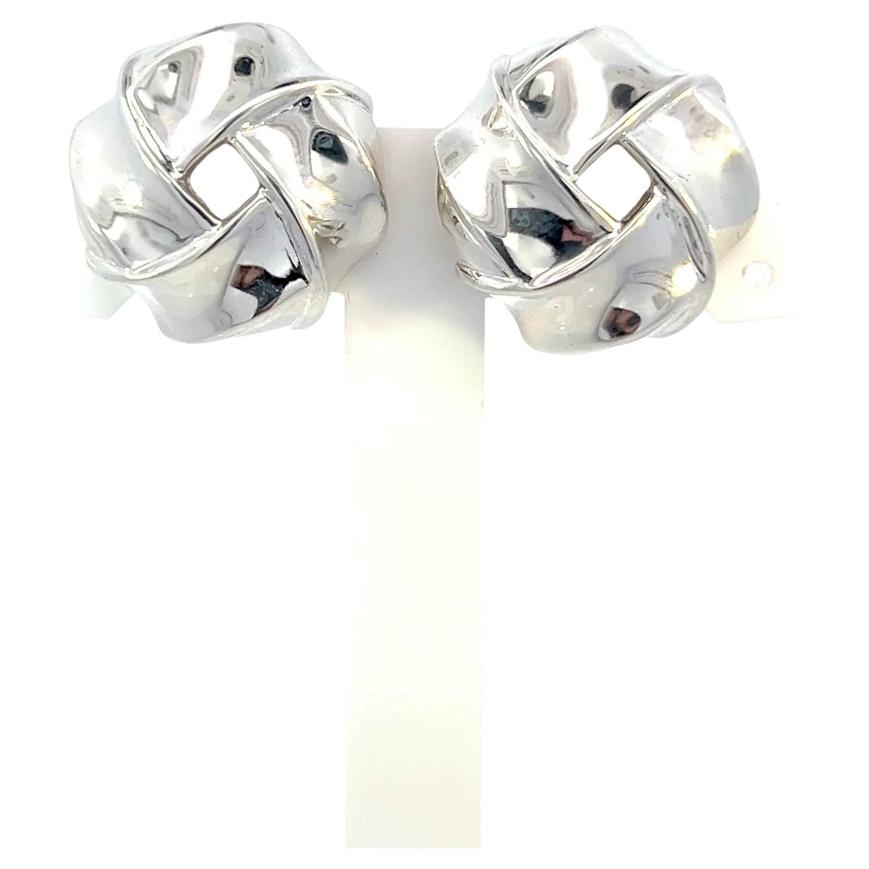 Tiffany & Co Estate Large Love Knot Earrings Sterling Silver 1