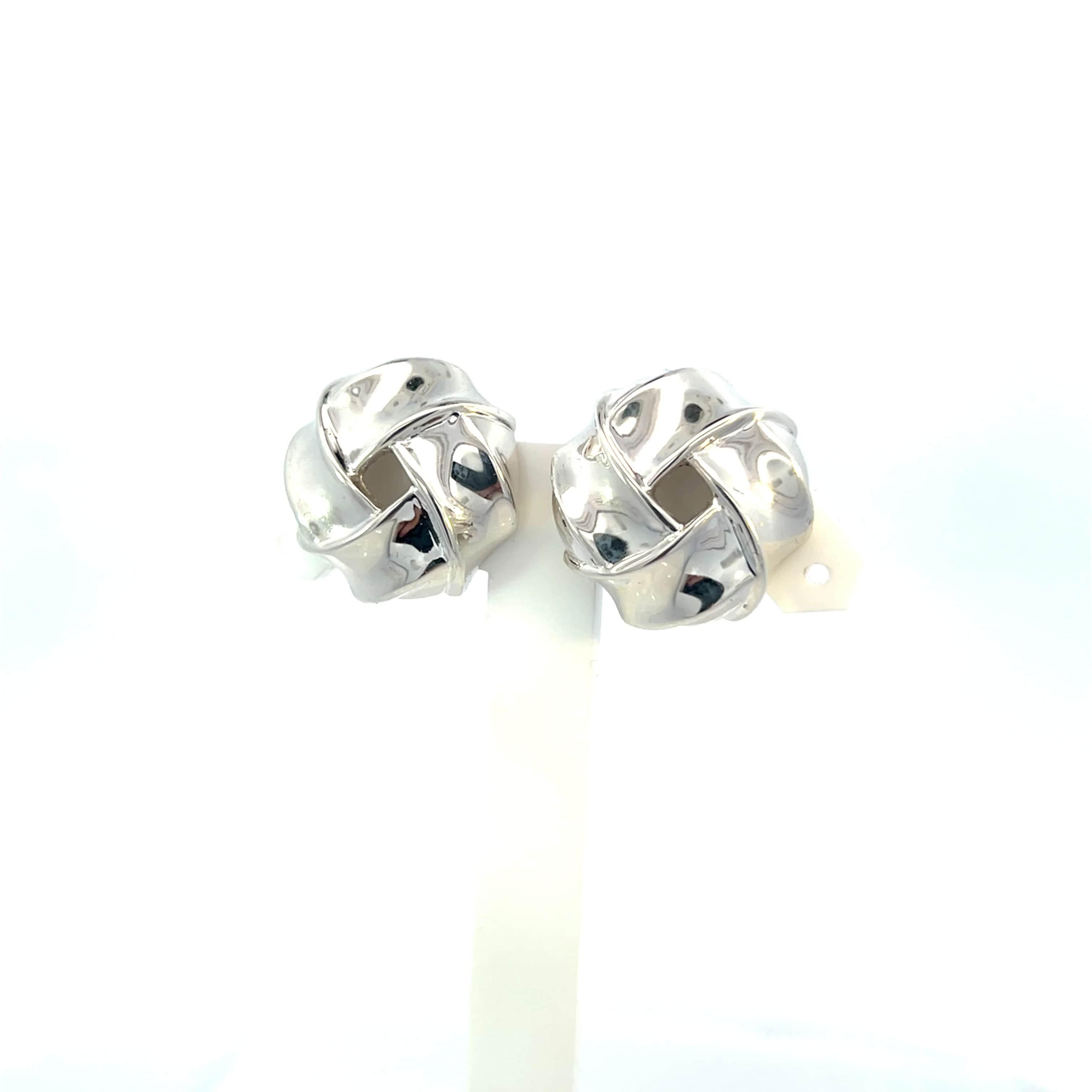 Tiffany & Co Estate Large Love Knot Earrings Sterling Silver 2