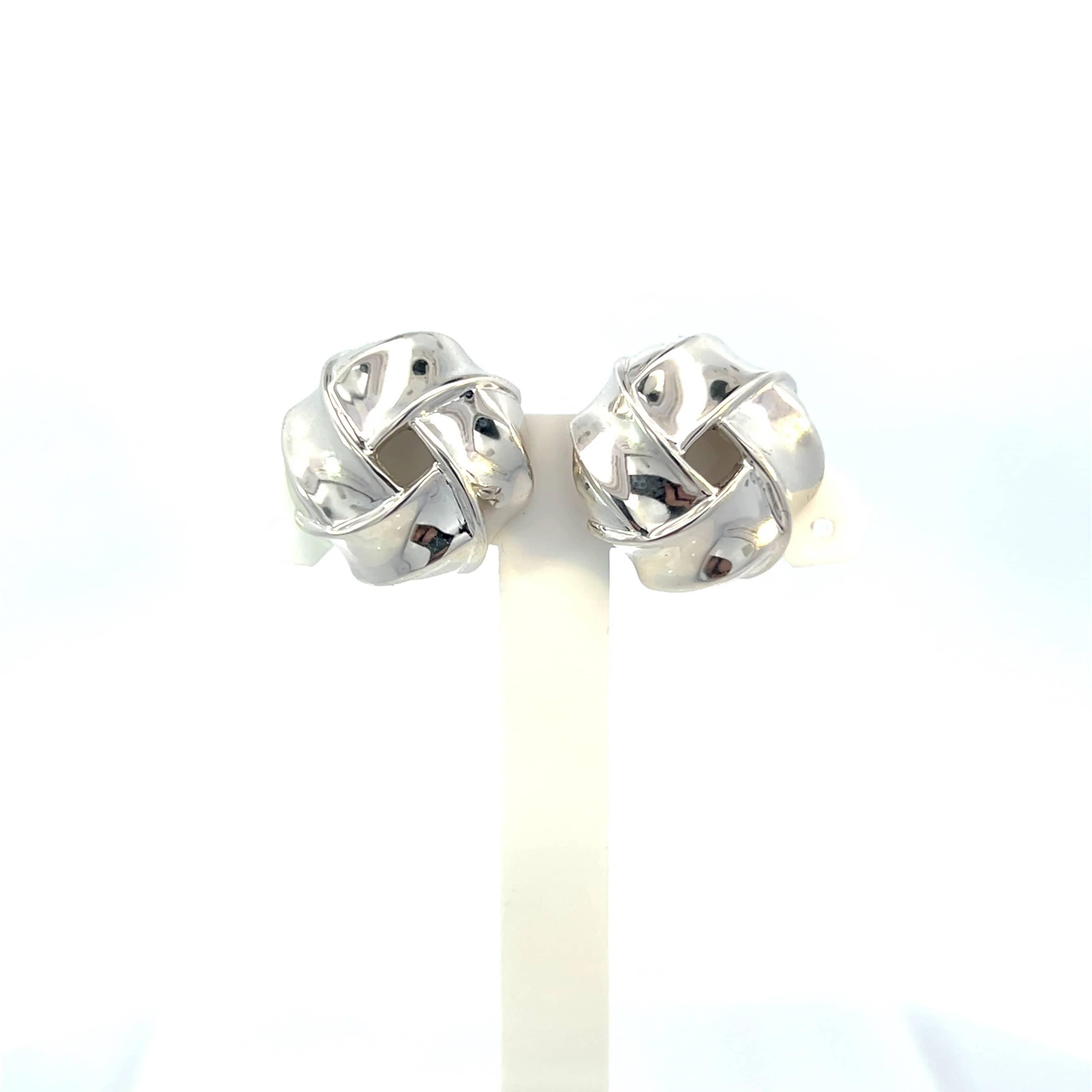 Tiffany & Co Estate Large Love Knot Earrings Sterling Silver 3