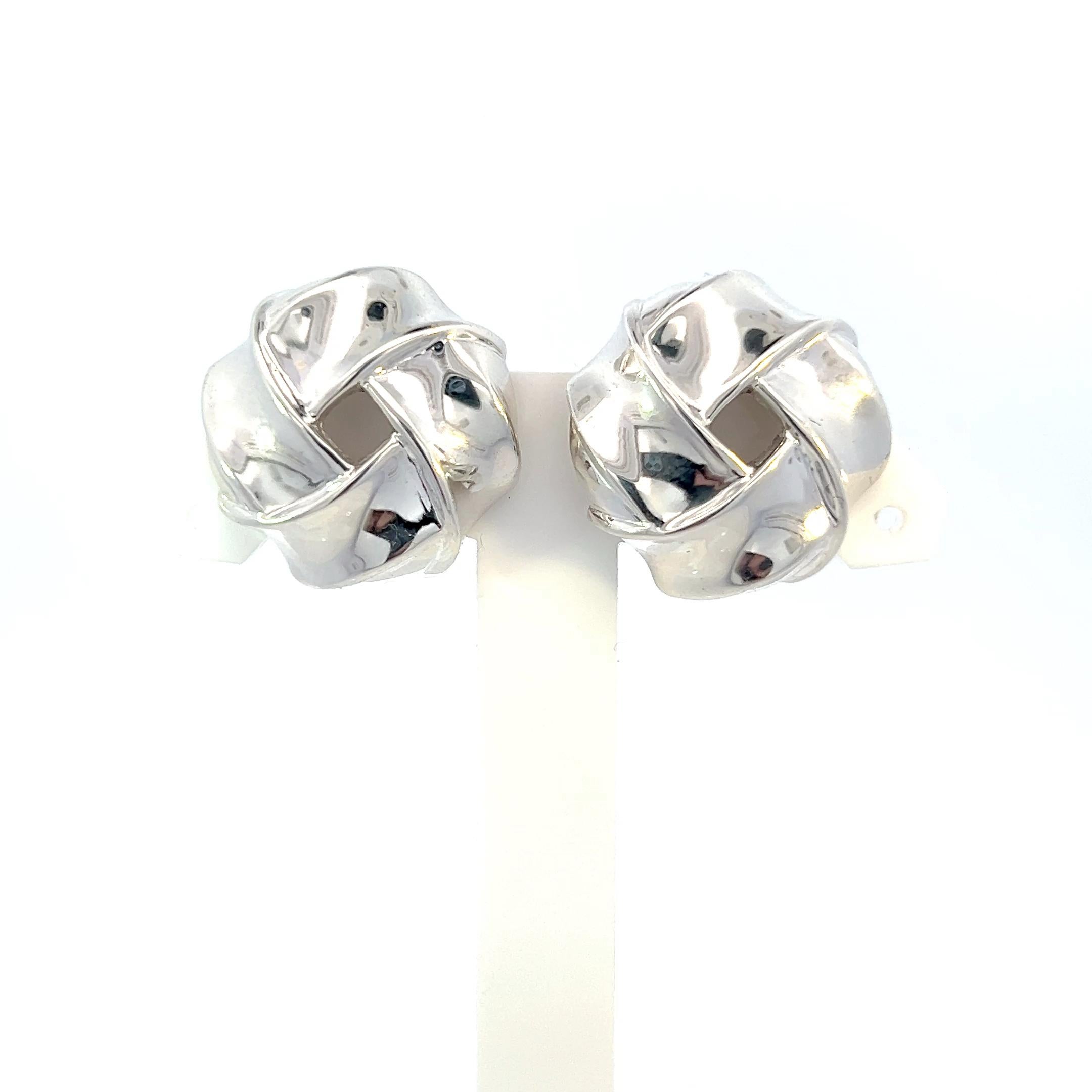 Tiffany & Co Estate Große Love Knot-Ohrringe aus Sterlingsilber im Angebot 3