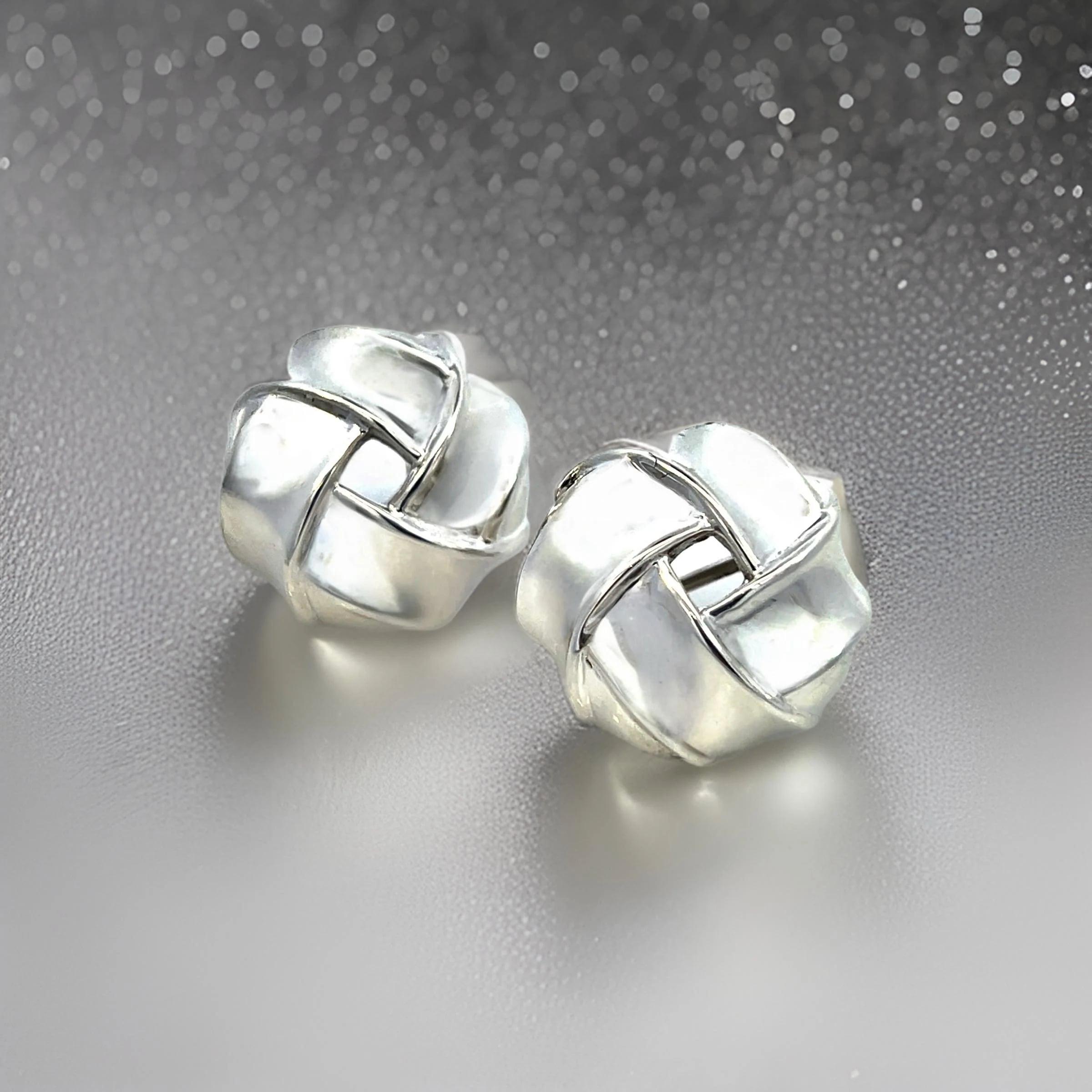 Women's Tiffany & Co Estate Large Love Knot Earrings Sterling Silver