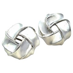 Tiffany & Co Estate Large Love Knot Earrings Sterling Silver