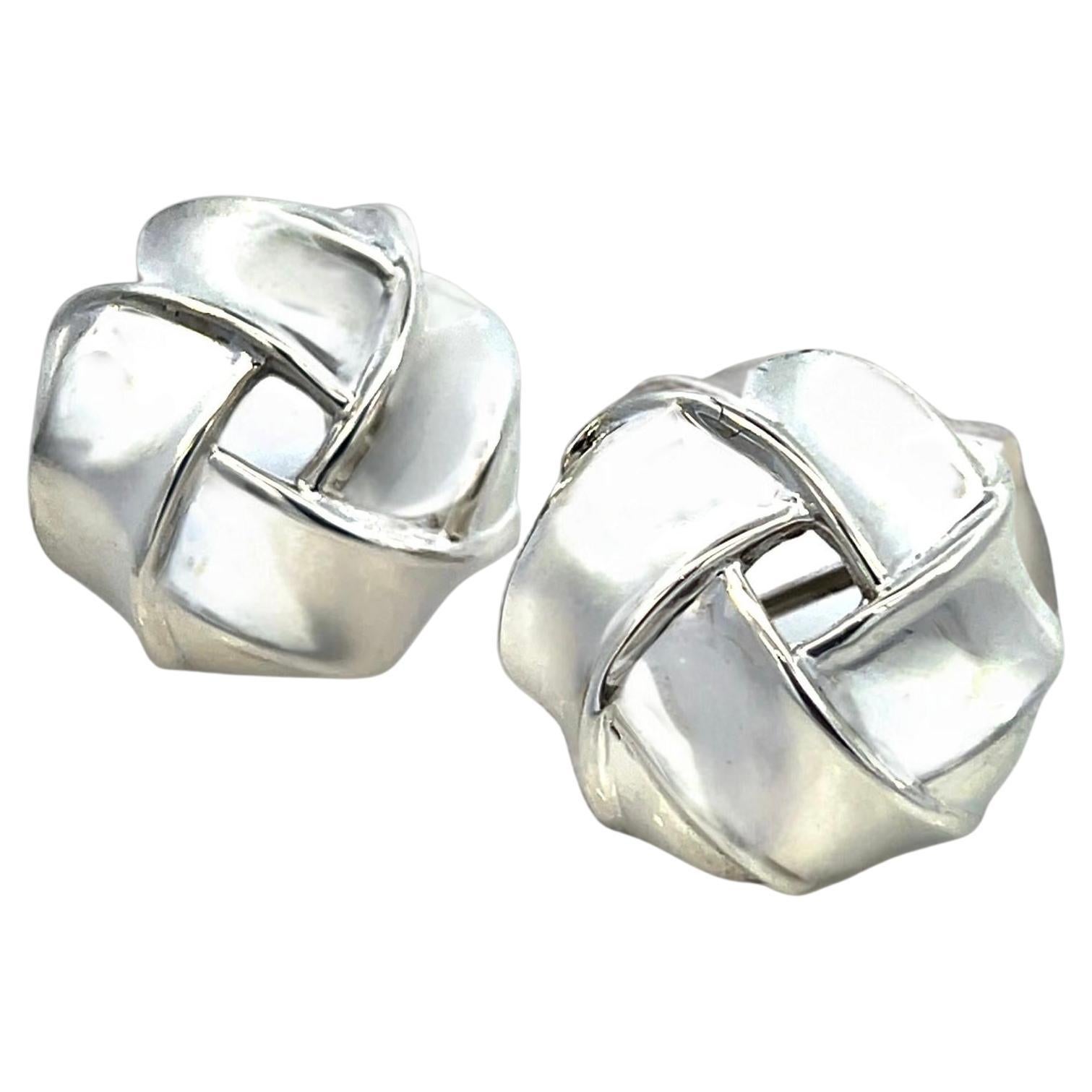 Tiffany & Co Estate Große Love Knot-Ohrringe aus Sterlingsilber im Angebot