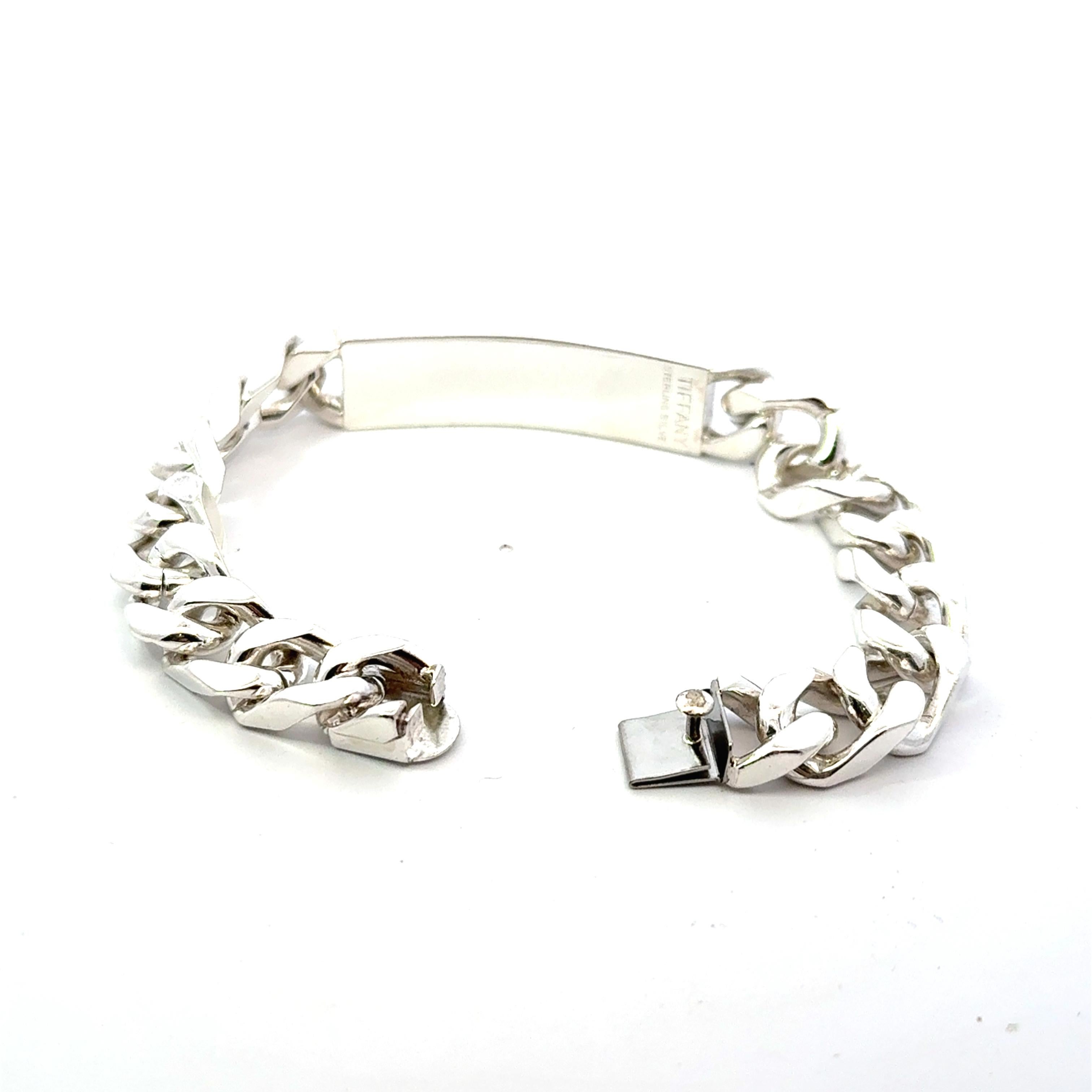 Tiffany & Co Large Mens ID Bracelet Sterling Silver 75 Grams Estate 8