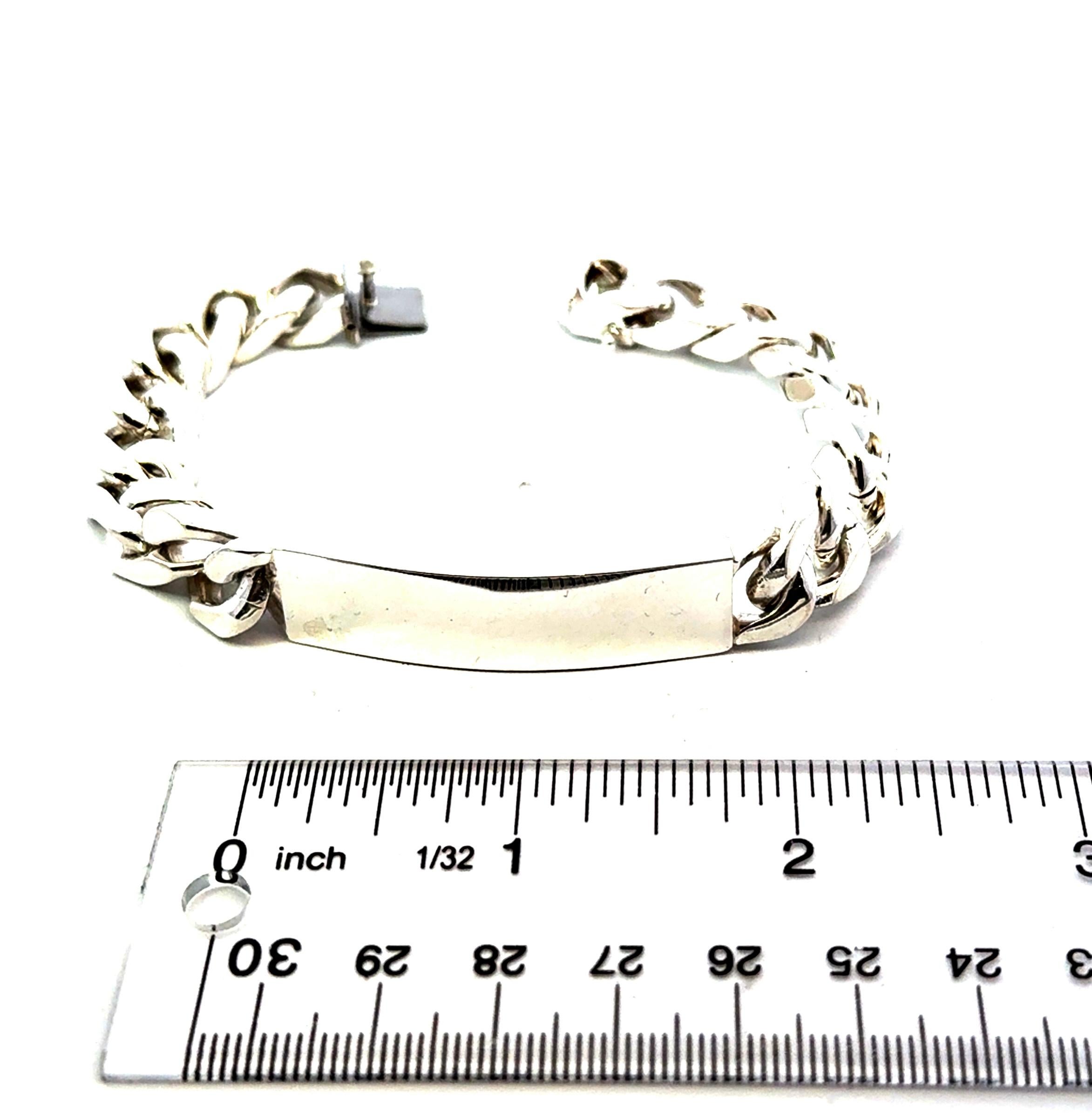 Tiffany & Co Large Mens ID Bracelet Sterling Silver 75 Grams Estate 11