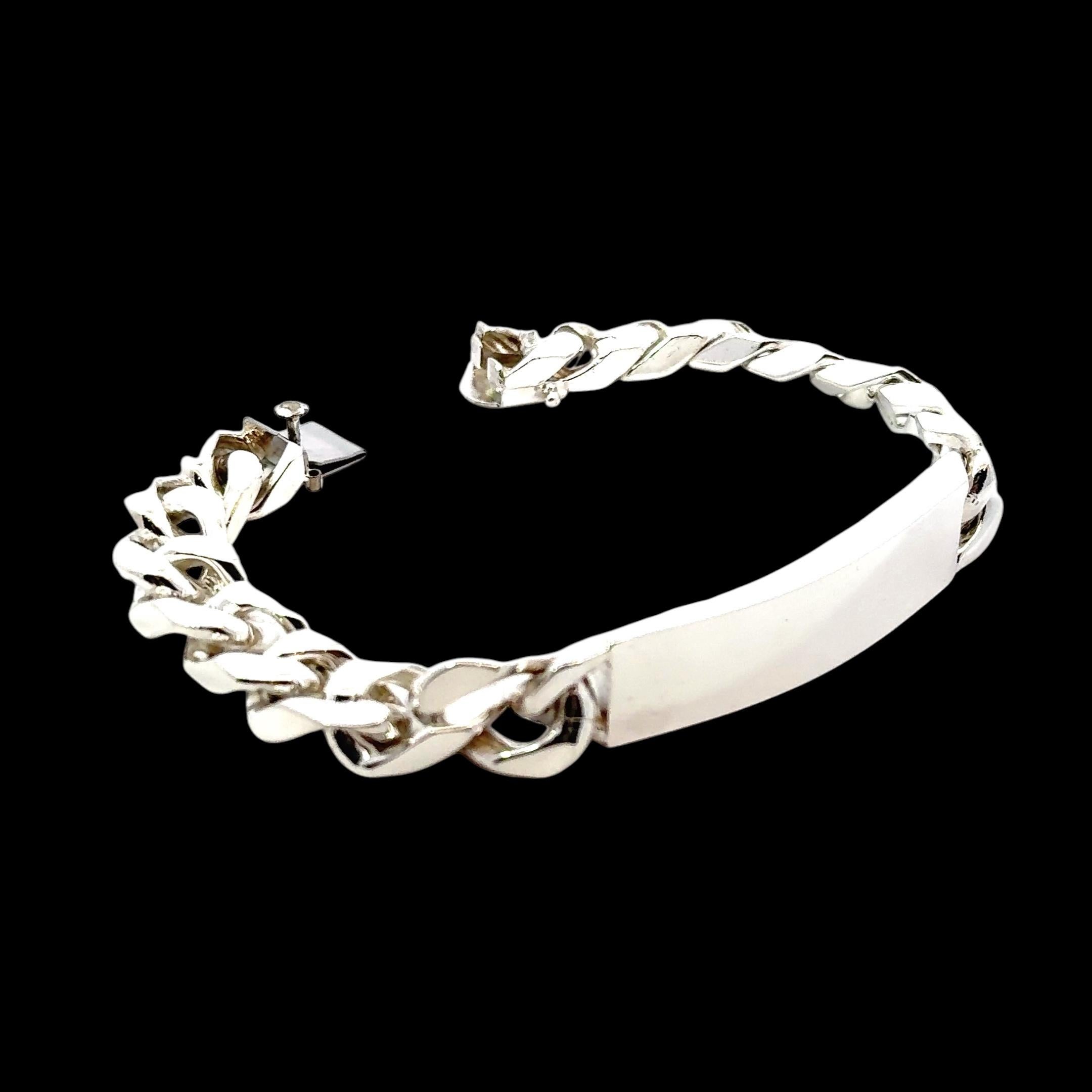 Tiffany & Co Large Mens ID Bracelet Sterling Silver 75 Grams Estate In Good Condition In Brooklyn, NY