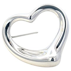 Tiffany & Co Estate Große offene Herzbrosche von Elsa Peretti Silver