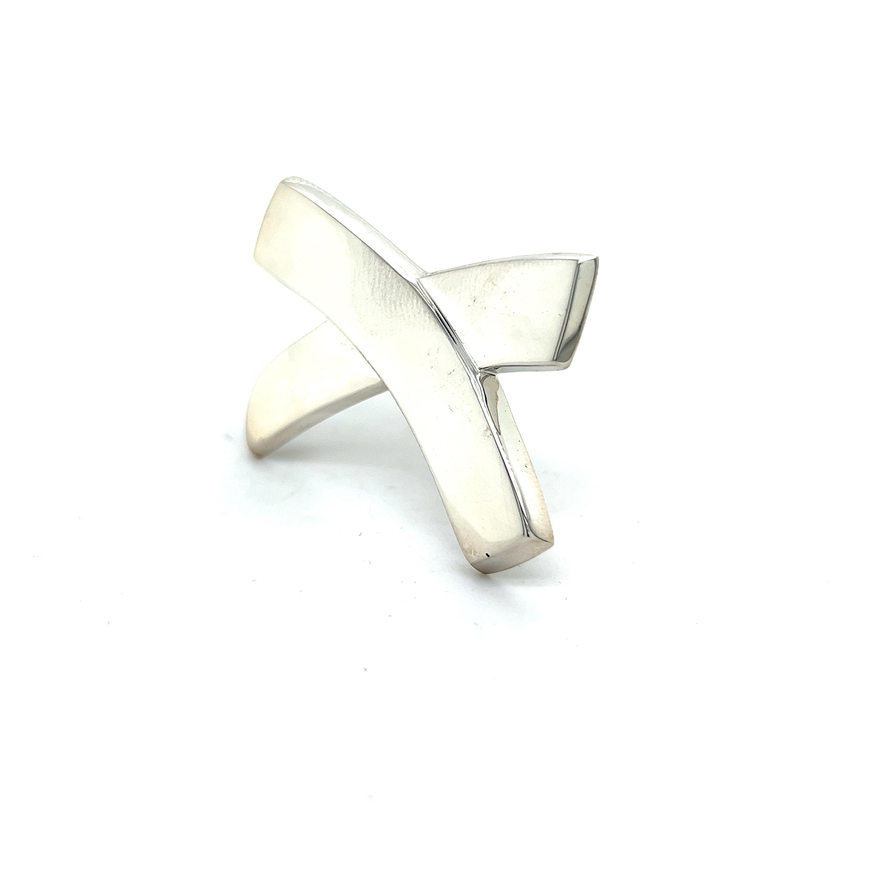 Tiffany & Co. Estate Large X Brooch Pin Silver by Paloma Picasso For Sale 3