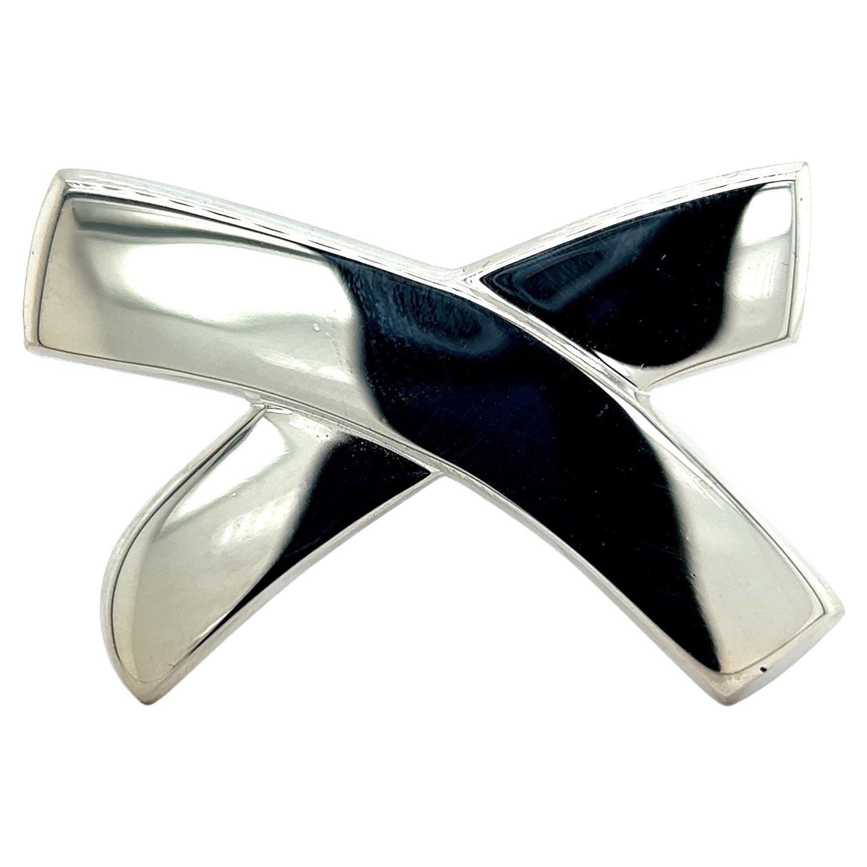 Tiffany & Co. Nachlass Große X Brosche Anstecknadel Silber von Paloma Picasso im Angebot