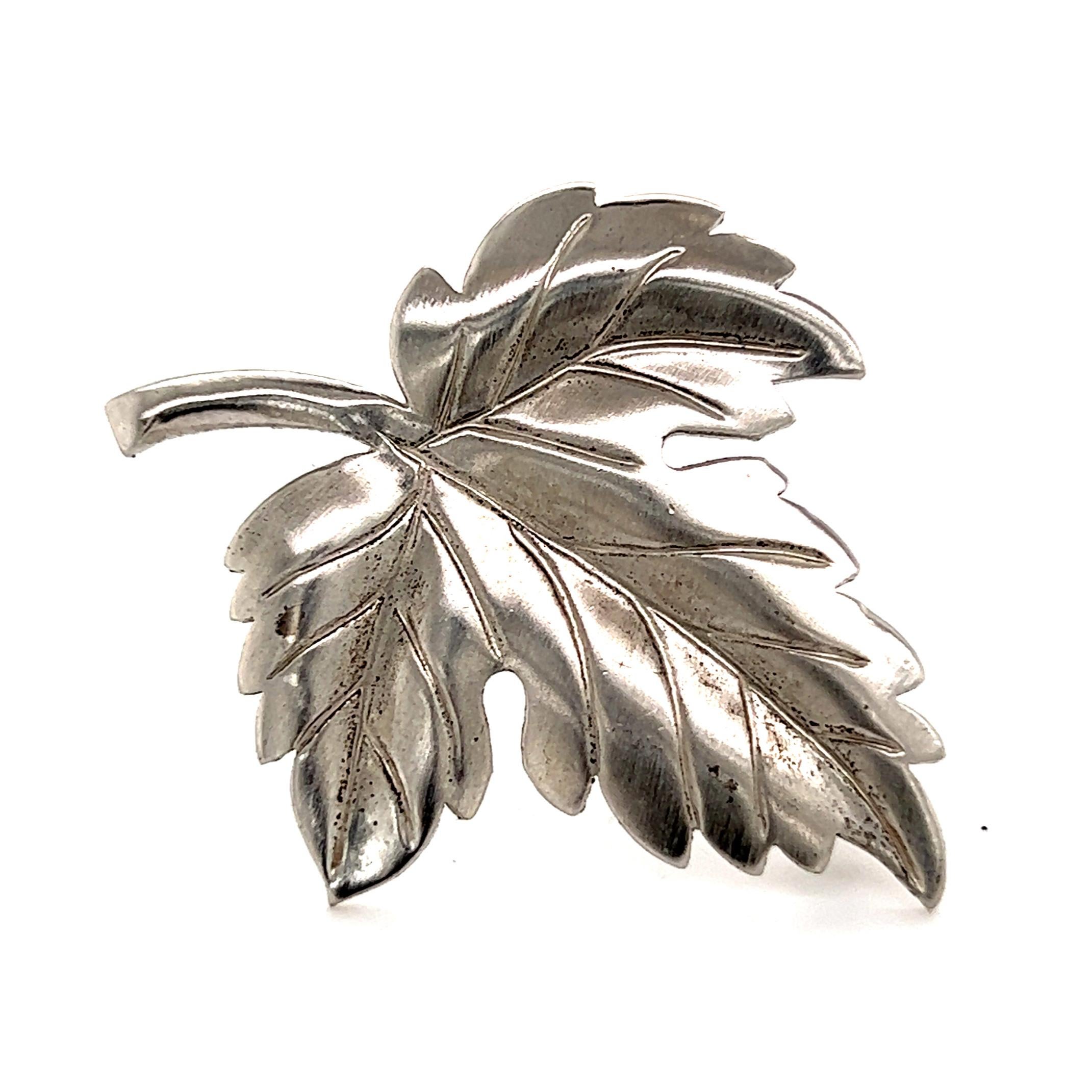 Tiffany & Co Estate Leaf Brooch Pin Sterling Silver 7 Grams For Sale 6