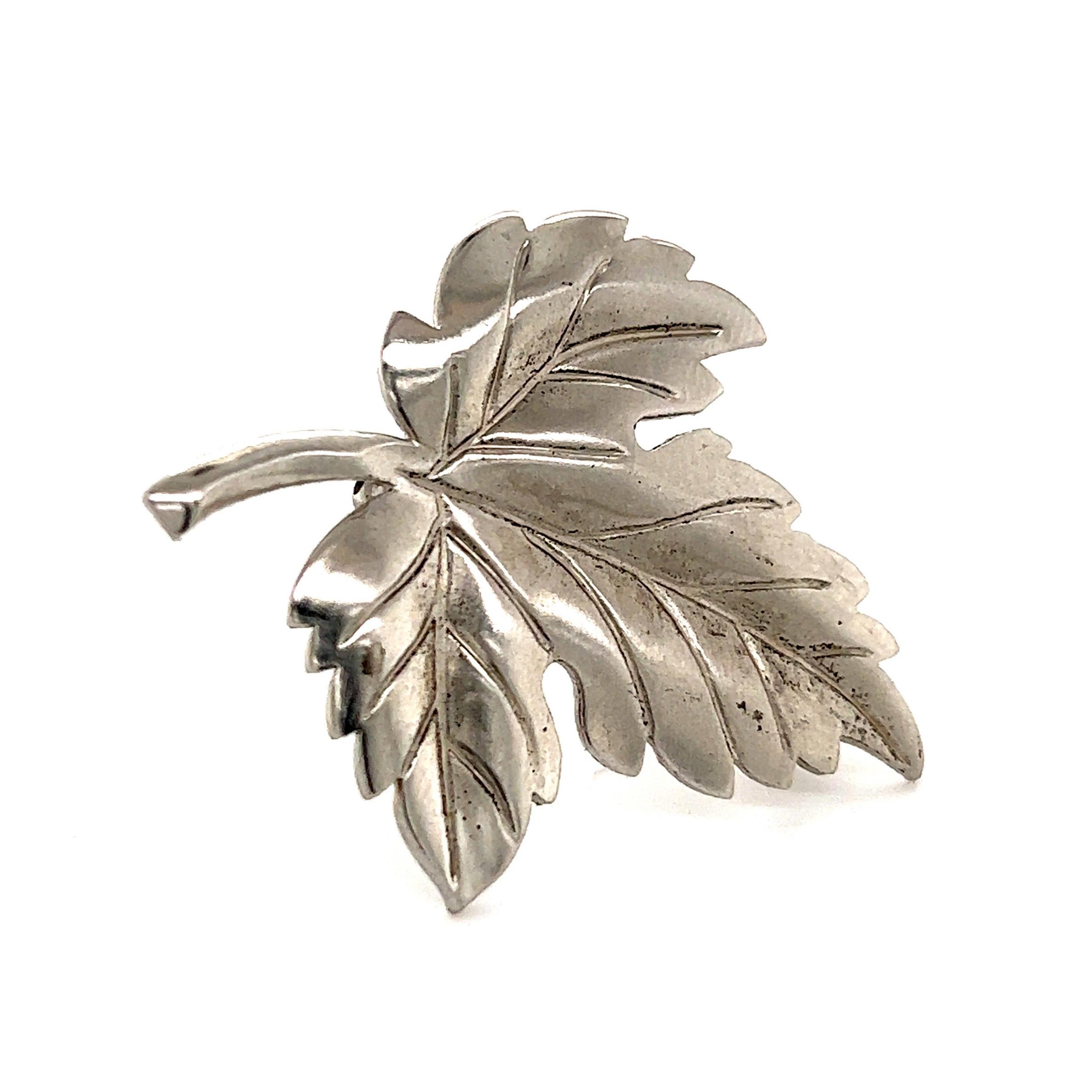 Tiffany & Co Estate Leaf Brooch Pin Sterling Silver 7 Grams For Sale 4