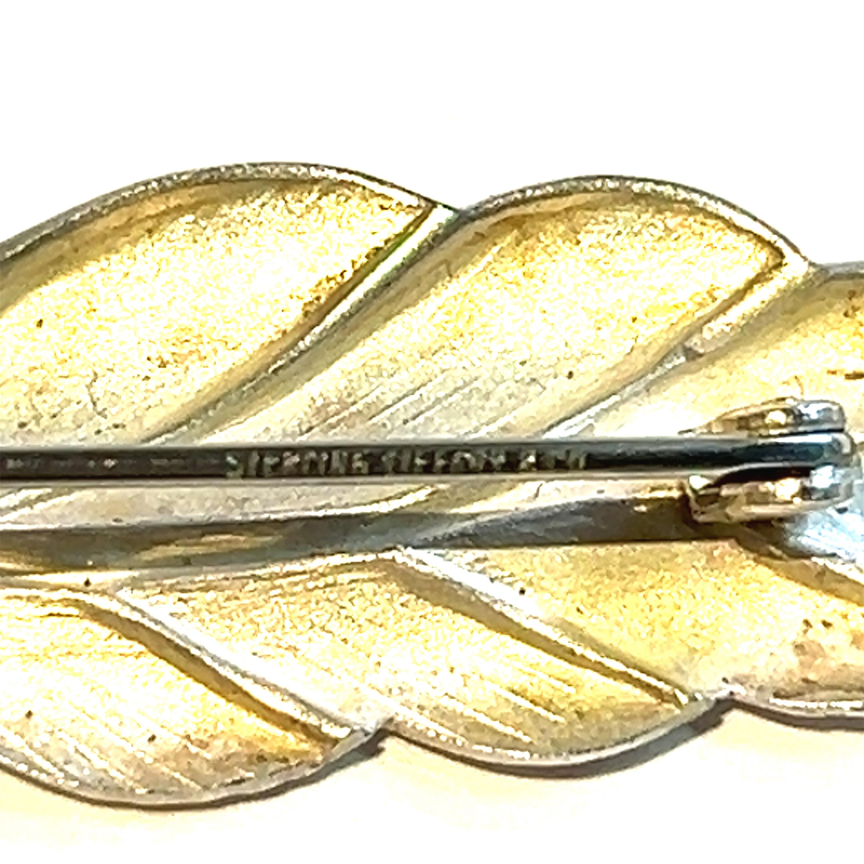 Tiffany & Co. Estate Leaf Brooch Pin Sterling Silber Damen im Angebot