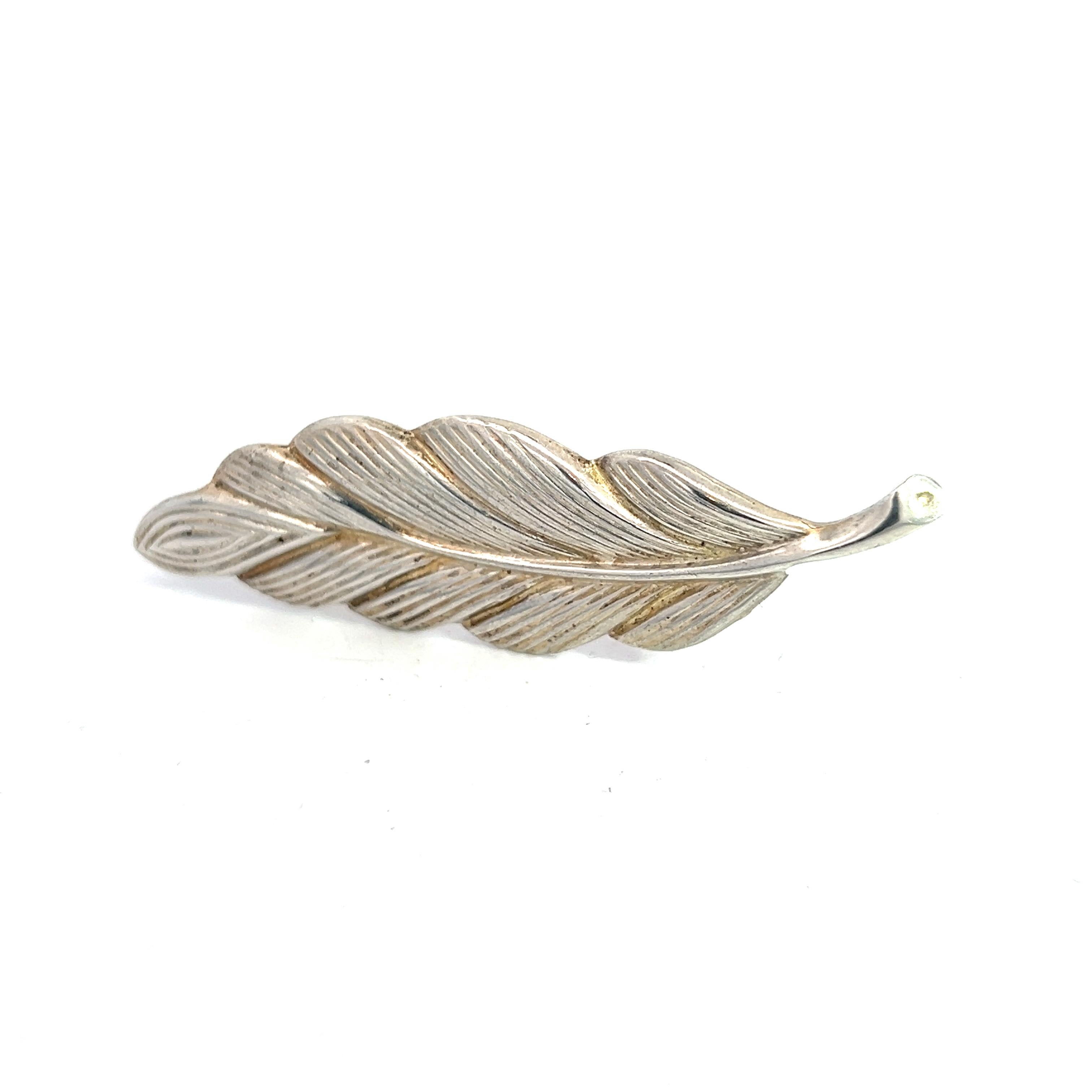 Tiffany & Co Estate Leaf Brooch Pin Sterling Silver For Sale 1