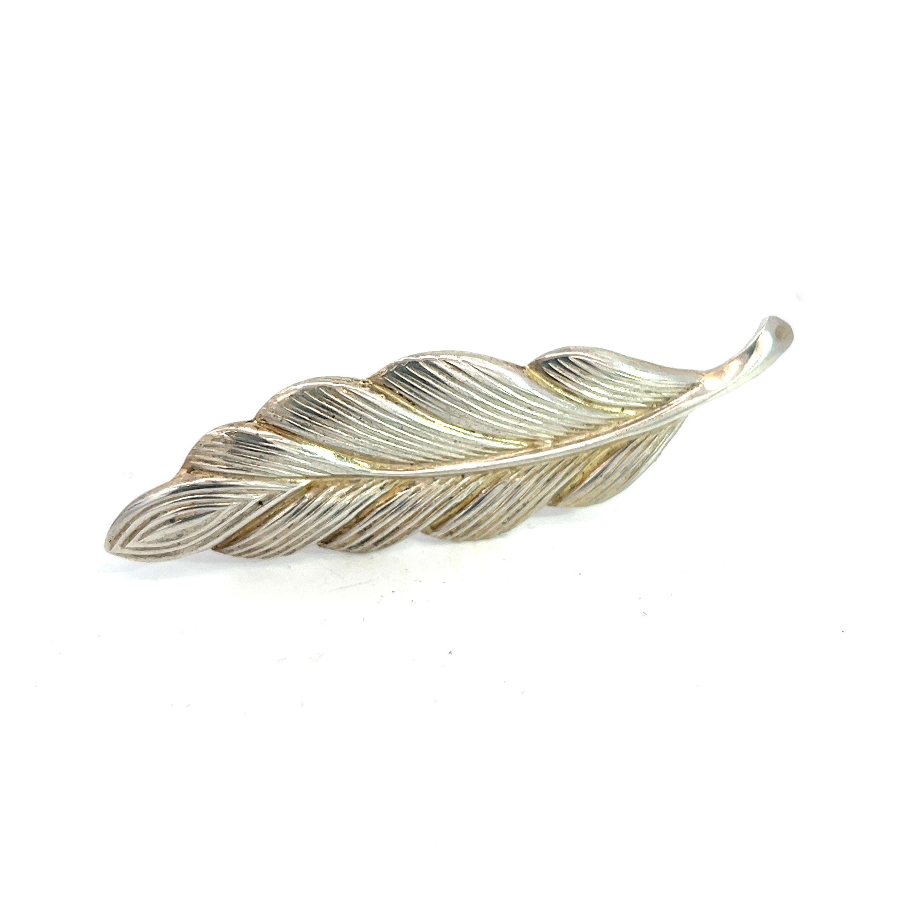 Tiffany & Co Estate Leaf Brooch Pin Sterling Silver For Sale 3