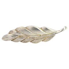 Retro Tiffany & Co Estate Leaf Brooch Pin Sterling Silver