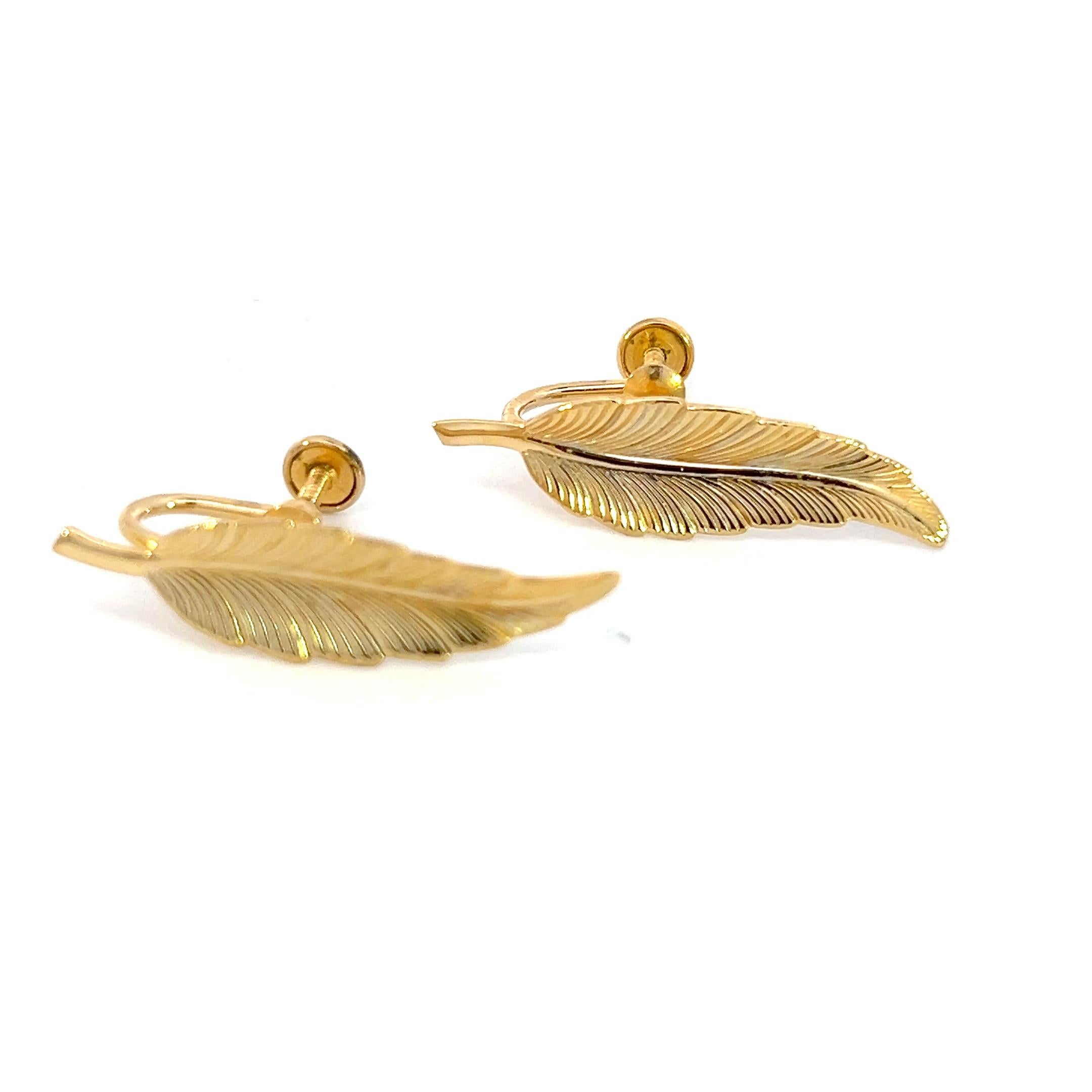 Pendientes Tiffany & Co Estate Hoja con clip chapados en oro de 14k en venta 2