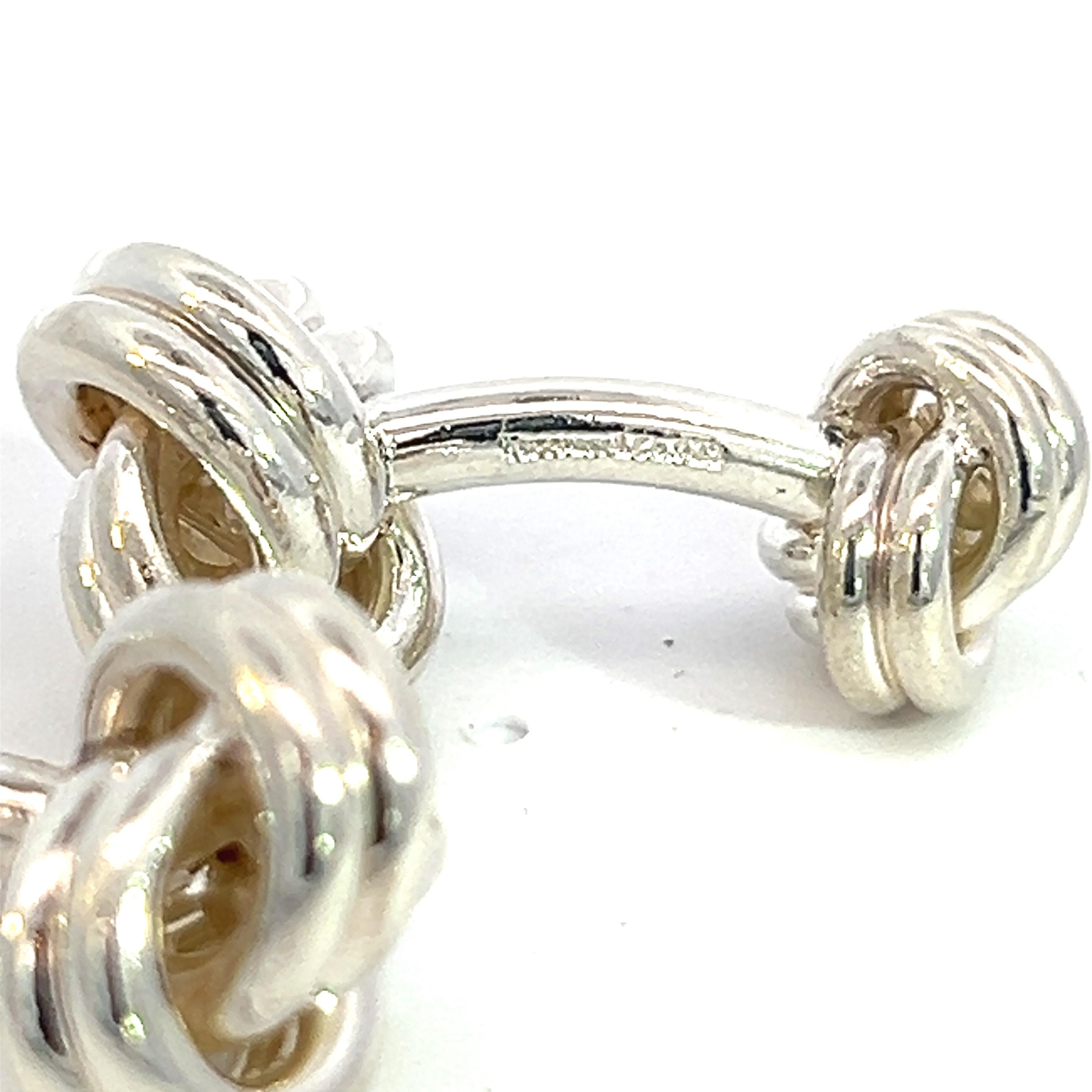 Tiffany & Co Estate Love Knot Cufflinks Sterling Silver In Good Condition In Brooklyn, NY