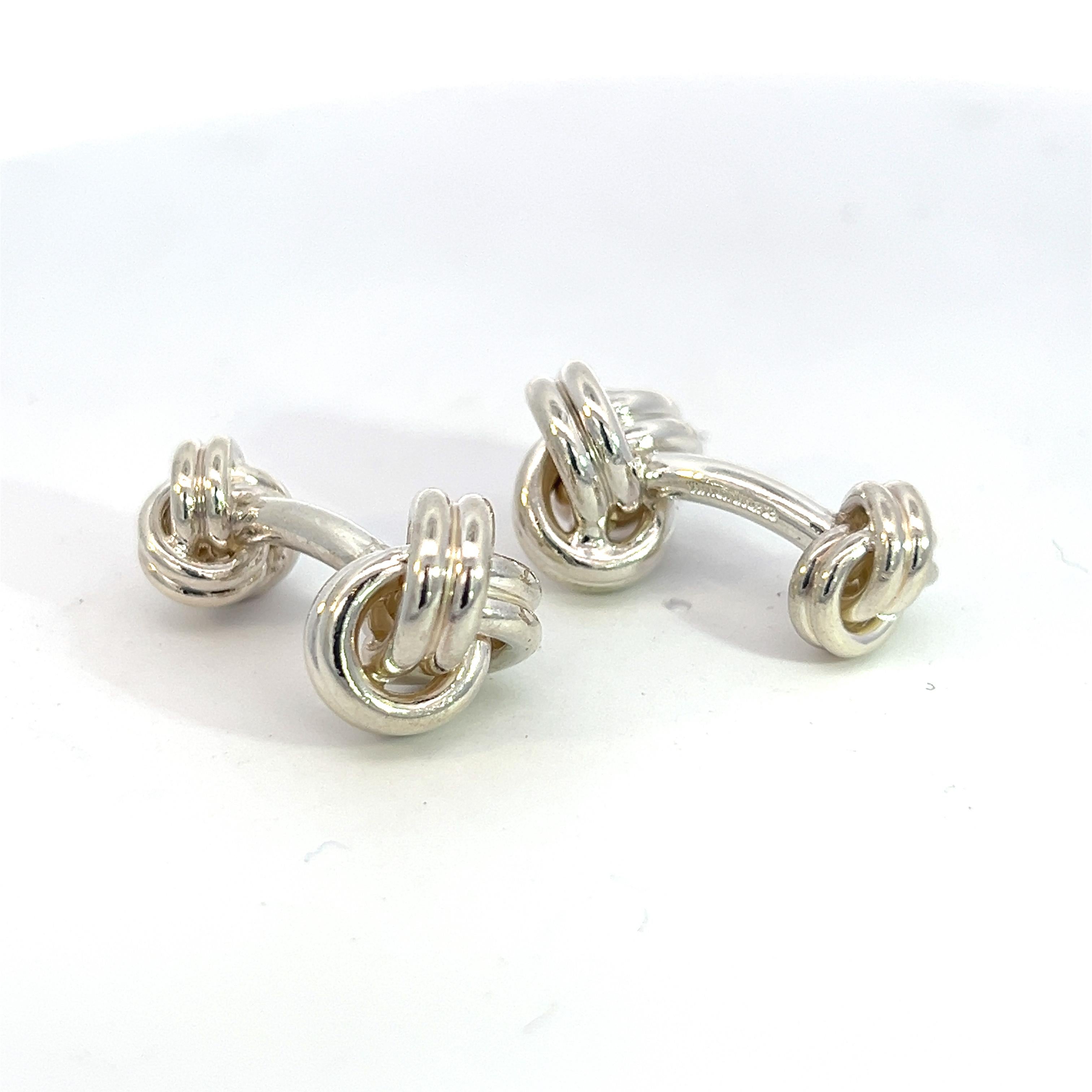 Tiffany & Co Estate Love Knot Cufflinks Sterling Silver 1