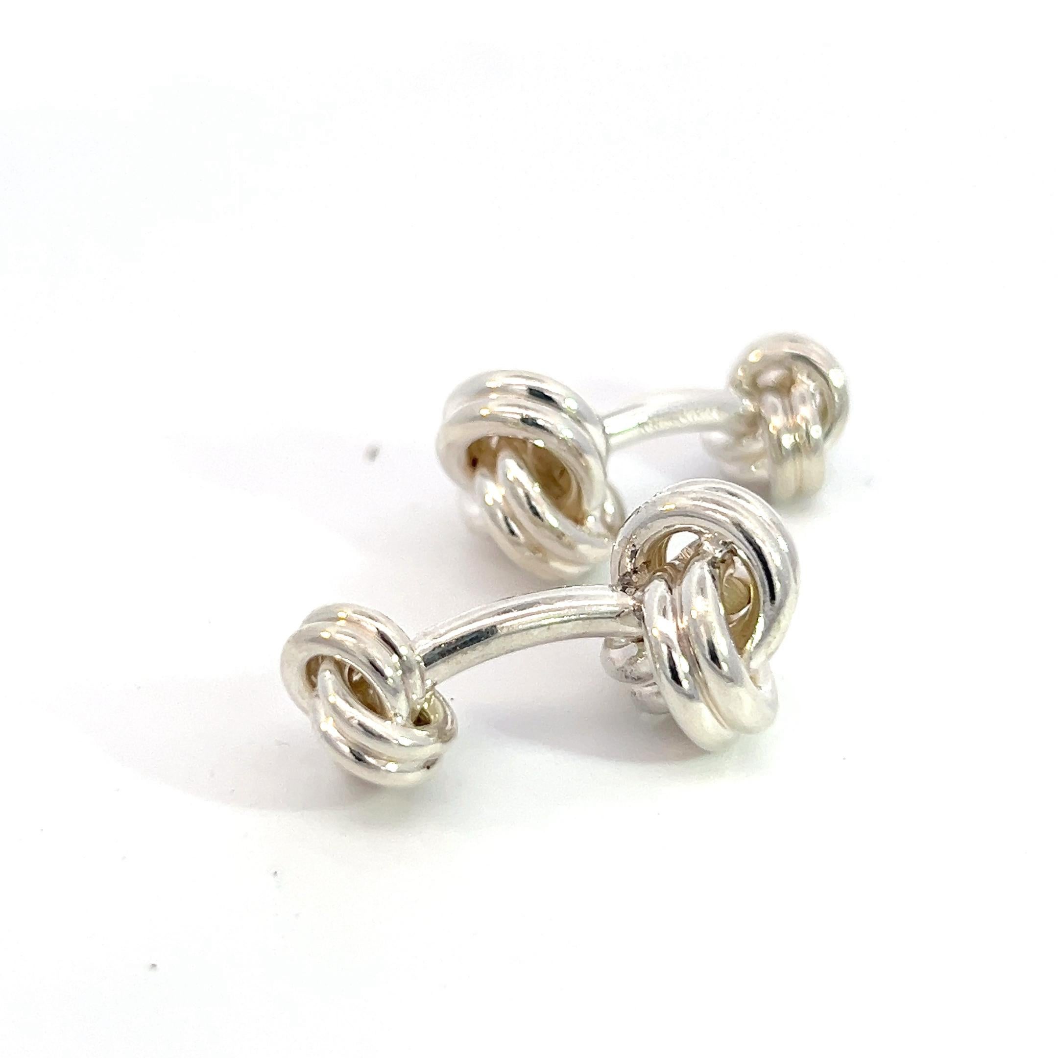 Tiffany & Co Estate Love Knot Cufflinks Sterling Silver 2