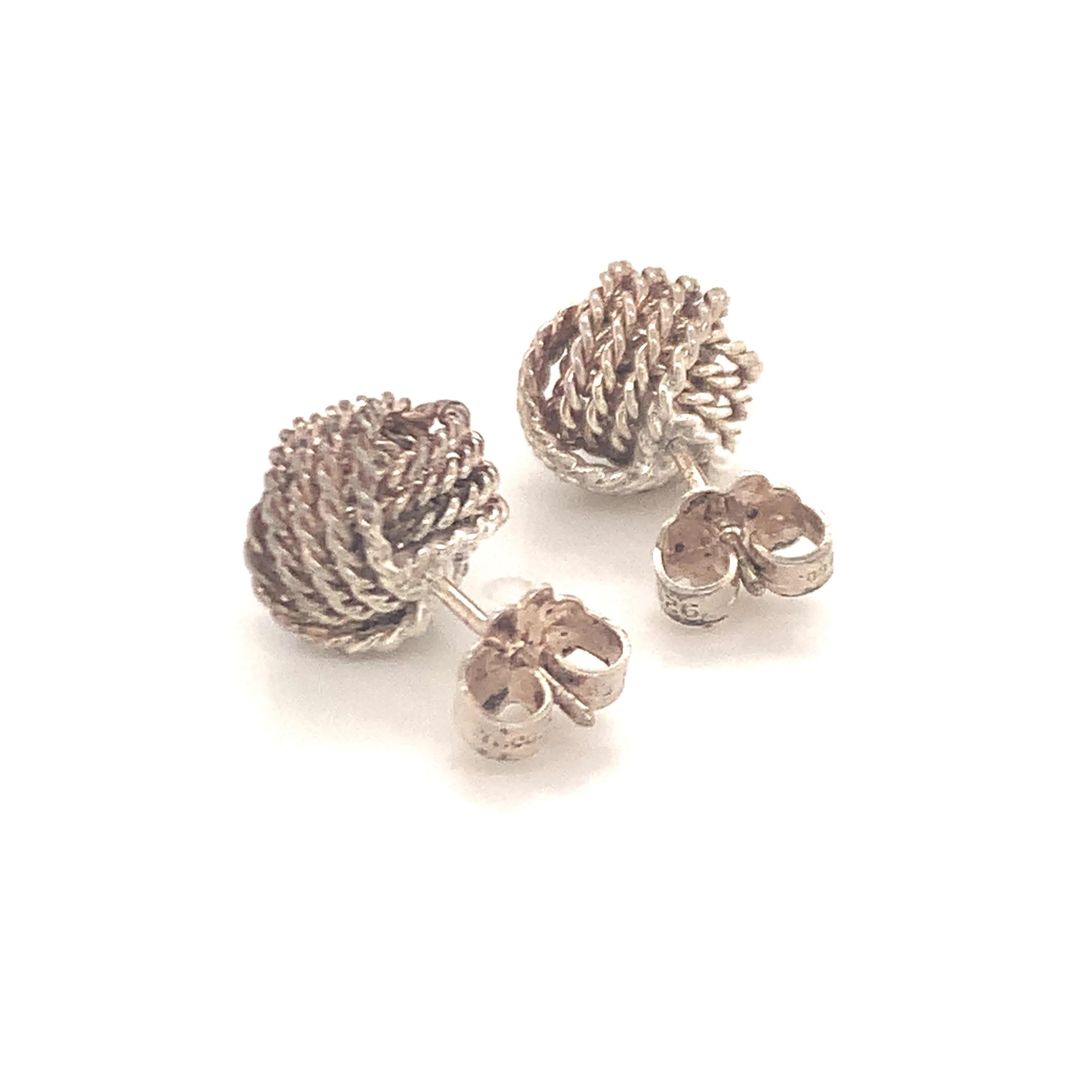 Tiffany & Co Estate Love Knot Earrings Sterling Silver 8
