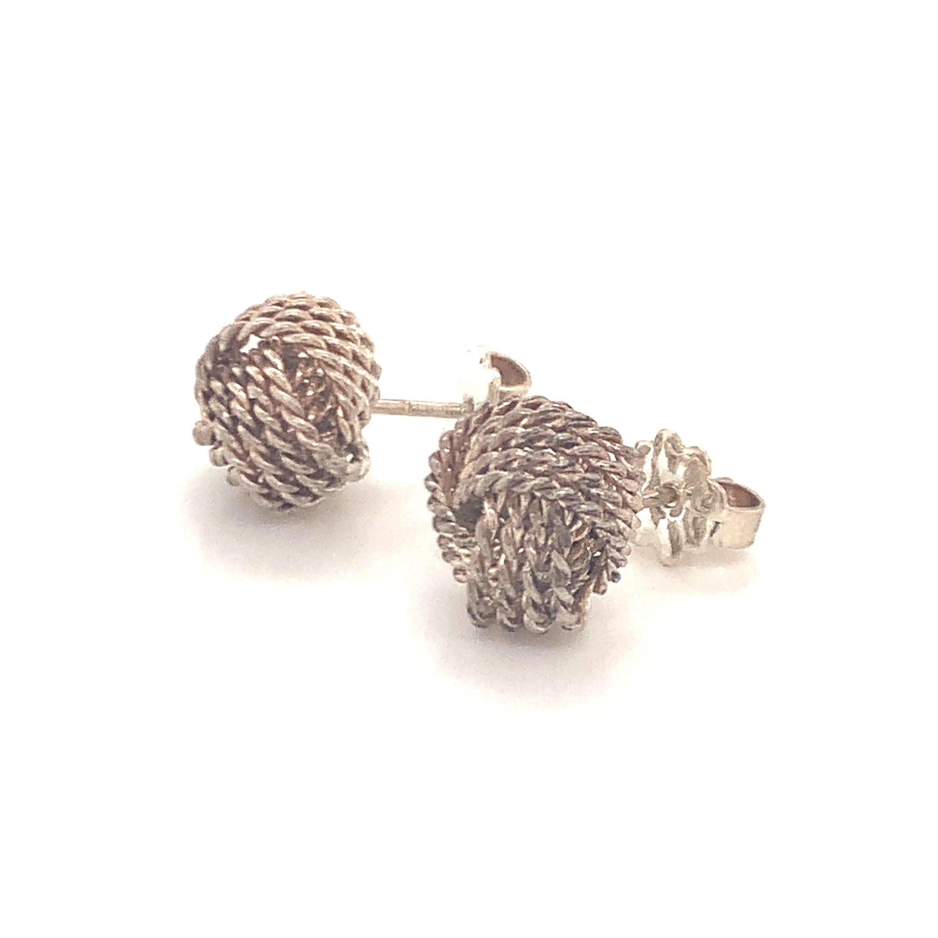 Tiffany & Co Estate Love Knot Earrings Sterling Silver In Good Condition In Brooklyn, NY