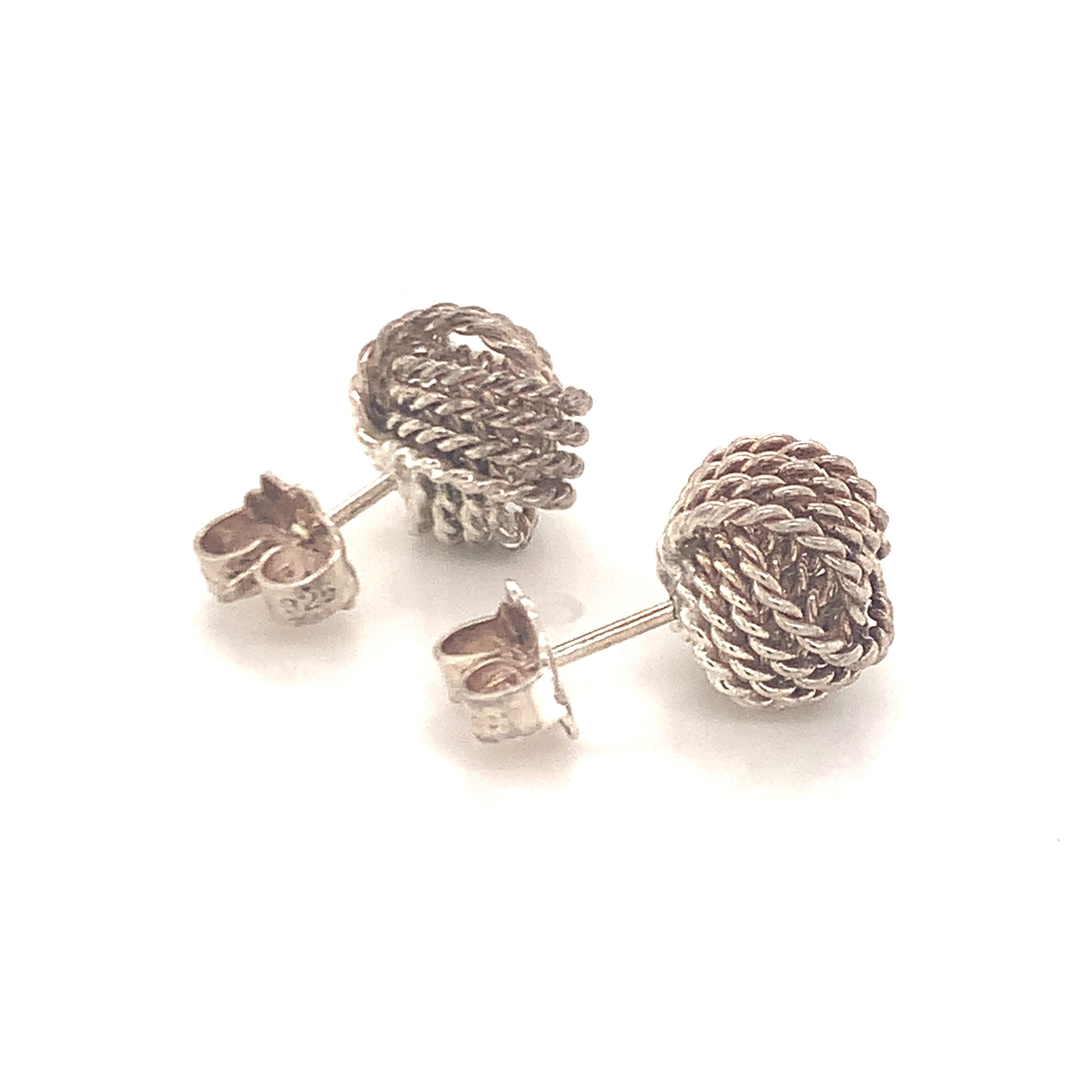 Tiffany & Co Estate Love Knot Earrings Sterling Silver 1