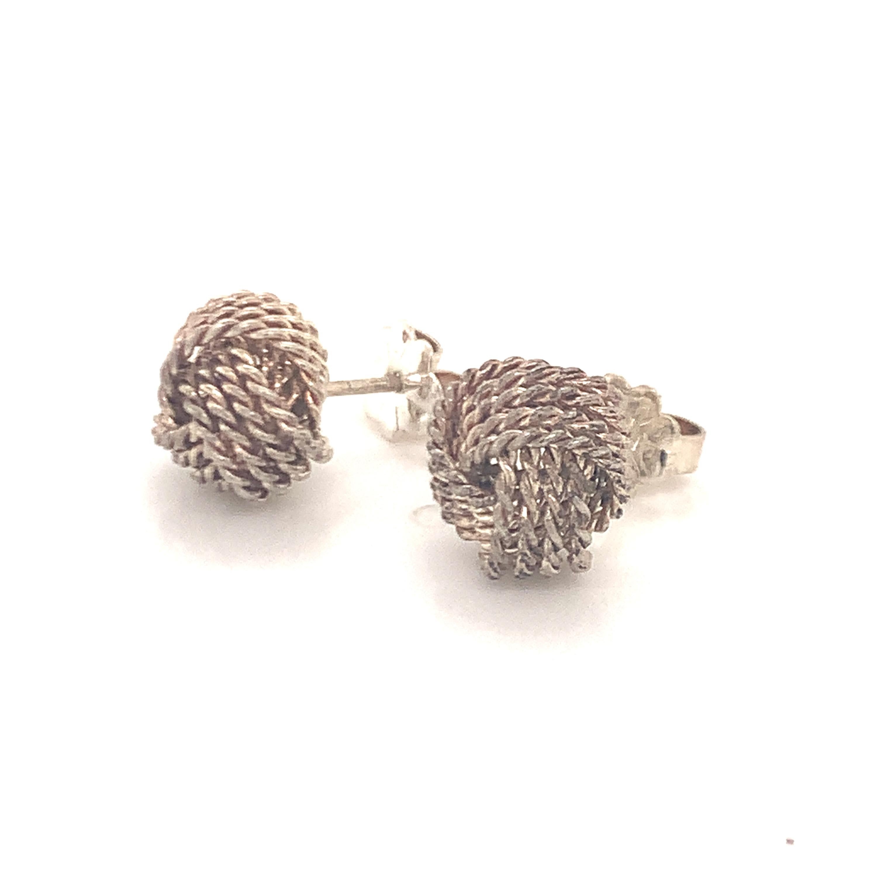 Tiffany & Co Estate Love Knot Earrings Sterling Silver 5