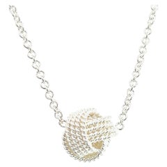 Tiffany & Co Estate Love Knot Necklace 17" Silver