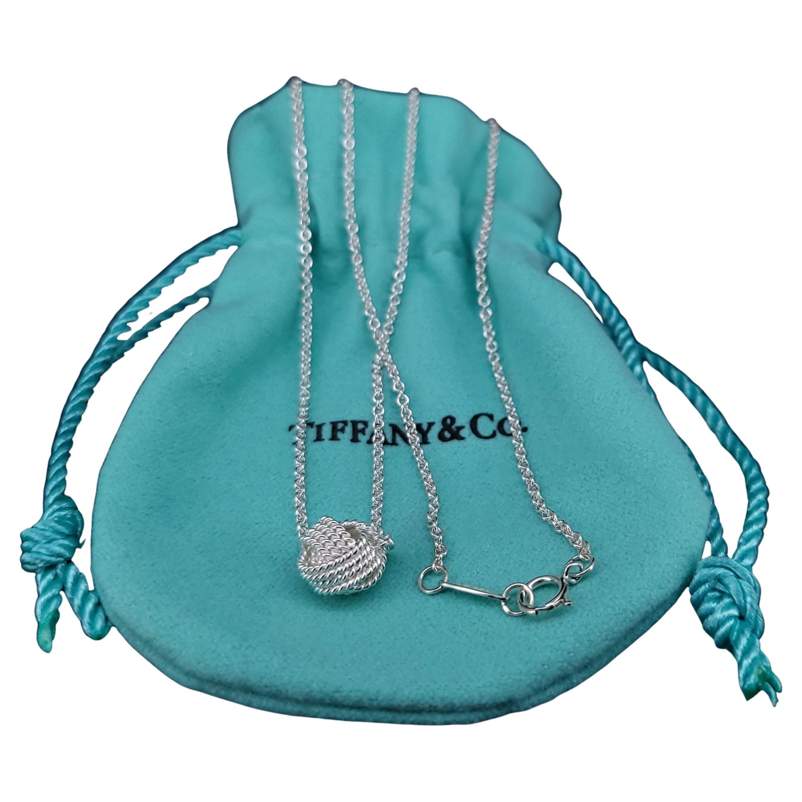 Tiffany 
Co Estate Love Knot Necklace 17" Silver
