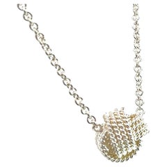 Tiffany & Co Estate Love Knot Necklace 17" Silver 