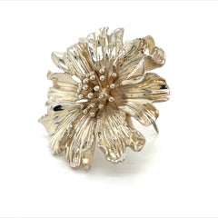 Tiffany & Co Estate Marigold Flower Brooch Pin Sterling Silver