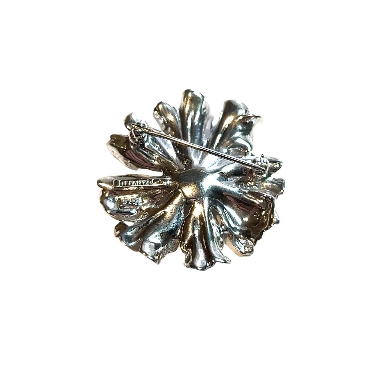 Tiffany & Co Estate Marigold Flower Brooch Pin Sterling Silver  In Good Condition In Brooklyn, NY