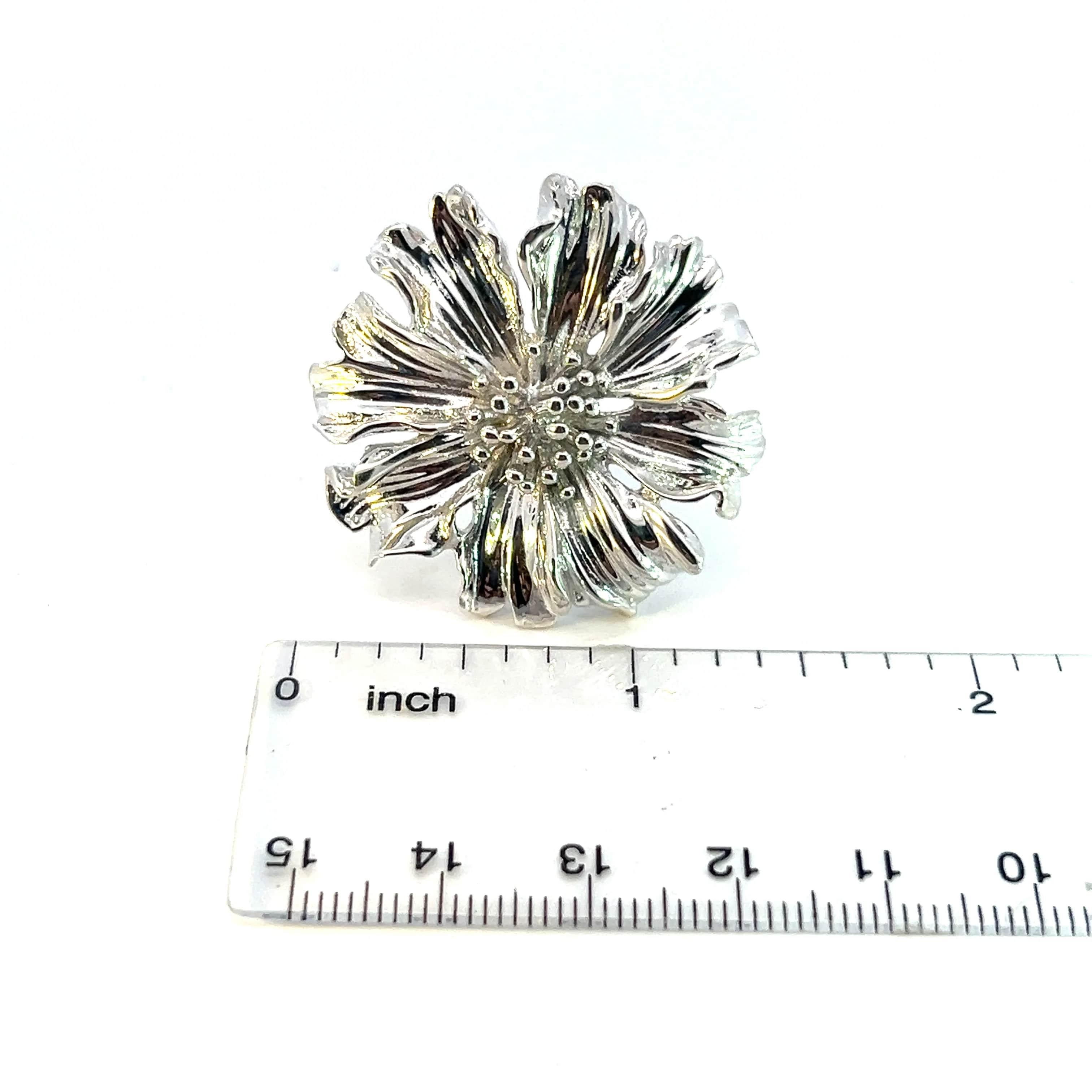 Tiffany & Co Estate Marigold Flower Brooch Pin Sterling Silver  2