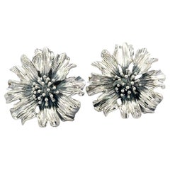 Tiffany & Co Marigold-Blumen-Ohrringe aus Sterlingsilber mit durchbrochenem Sterlingsilber, Nachlass