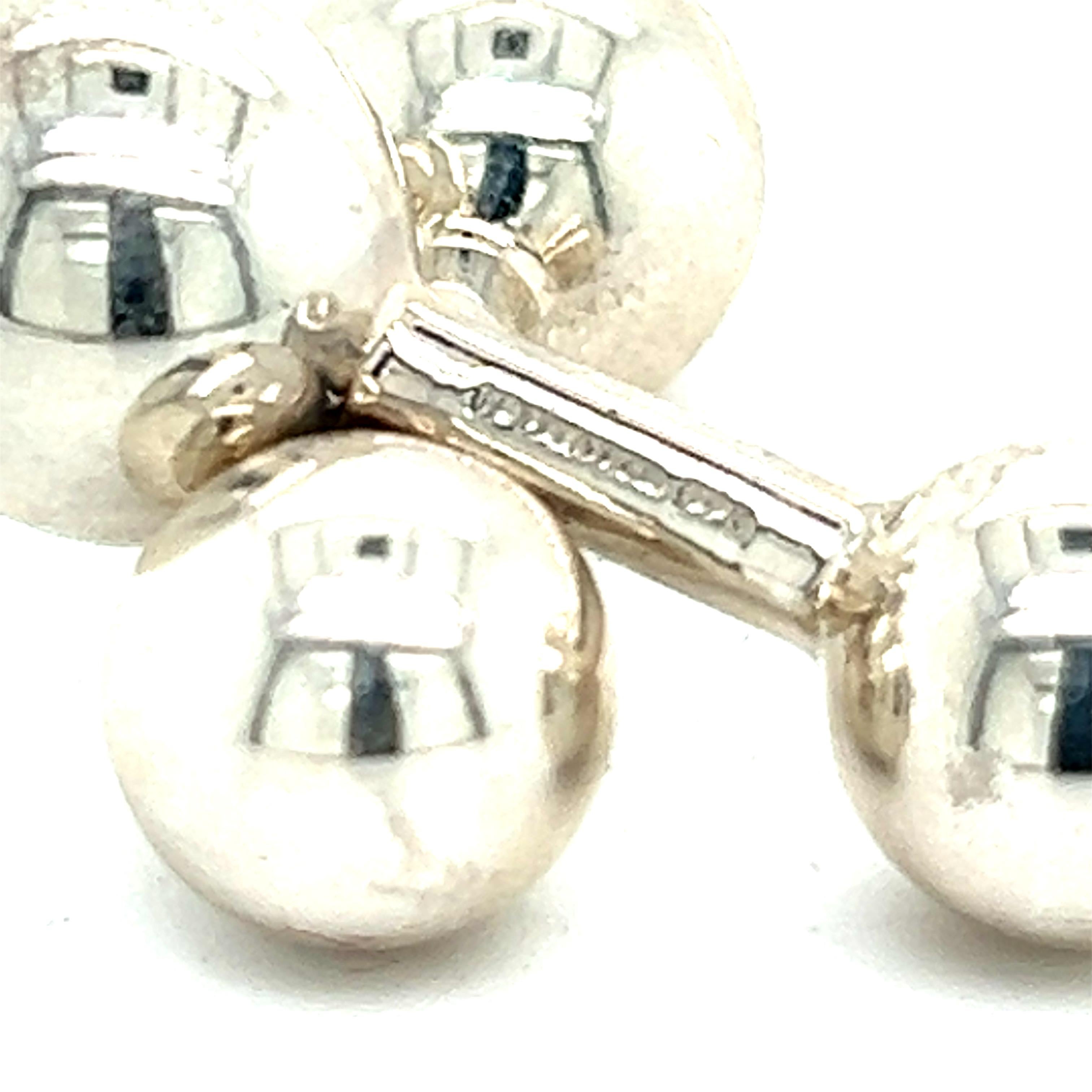 Tiffany & Co Estate Mens Barbell Cufflinks Silver In Good Condition For Sale In Brooklyn, NY