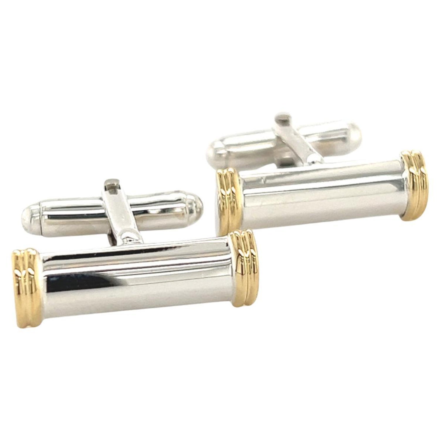 Tiffany and Co Estate Mens Cufflinks 18k Gold and Sterling Silver 14.5g For  Sale at 1stDibs