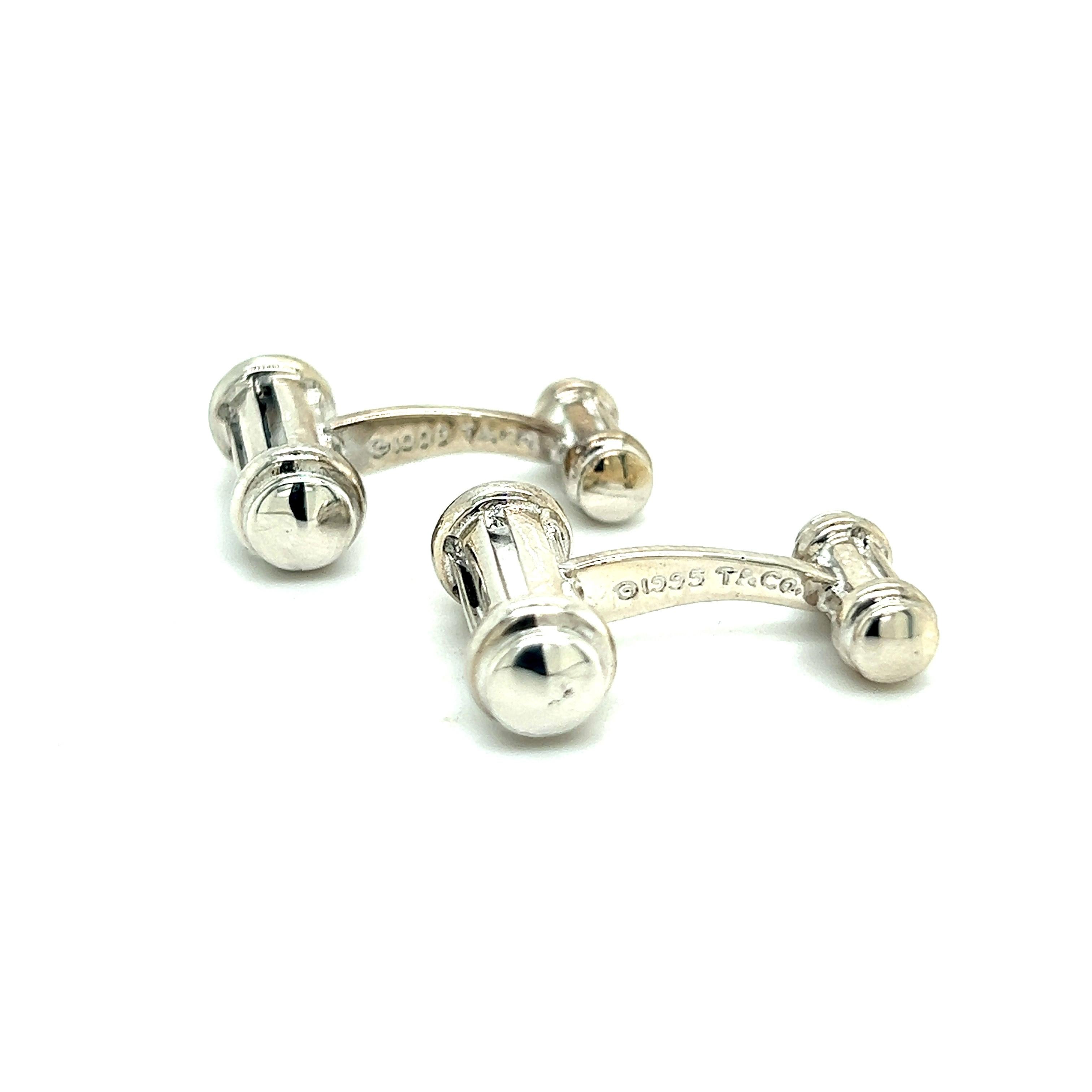 Tiffany & Co Estate Mens Cufflinks Silver  In Good Condition For Sale In Brooklyn, NY
