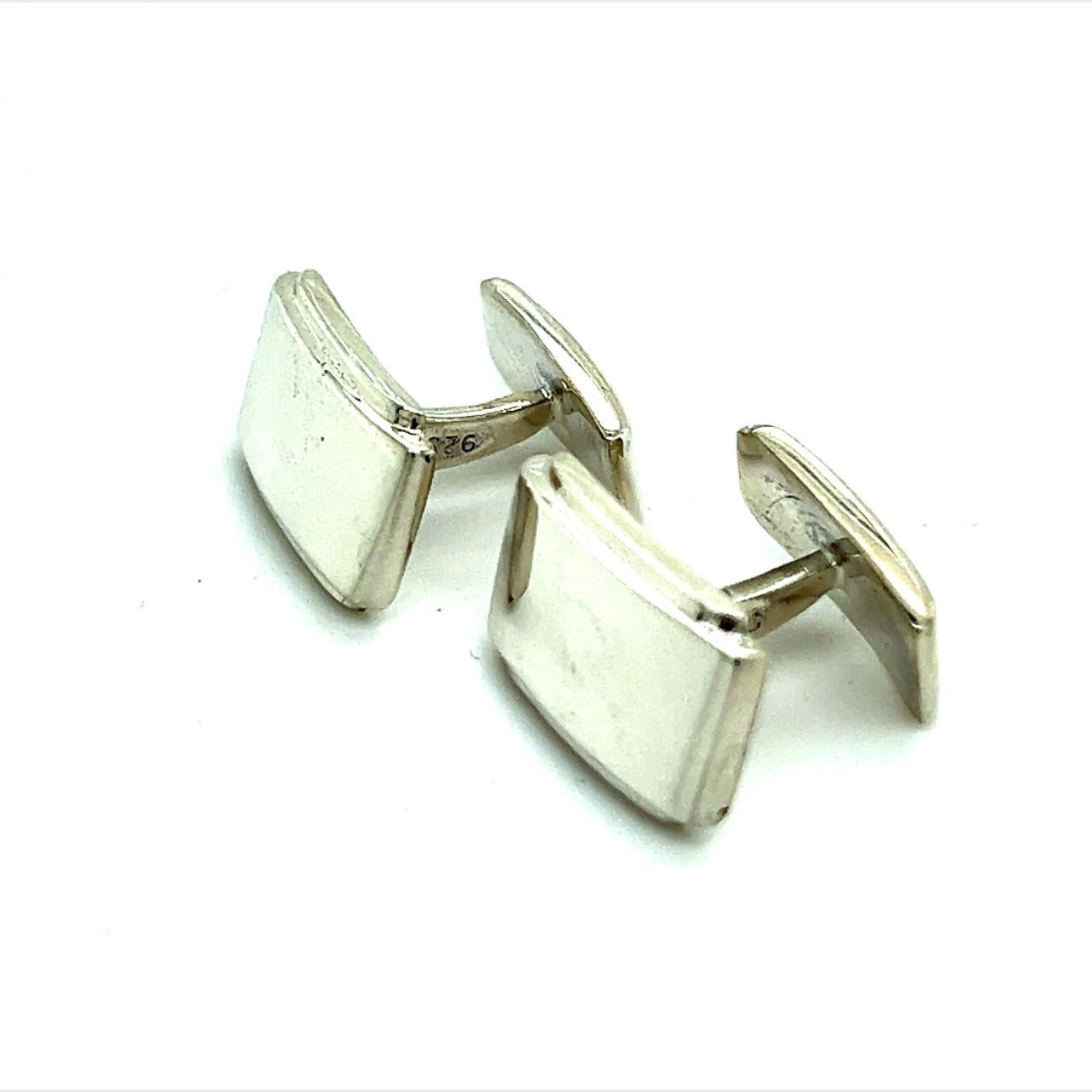 Tiffany & Co Estate Mens Cufflinks Sterling Silver In Good Condition For Sale In Brooklyn, NY