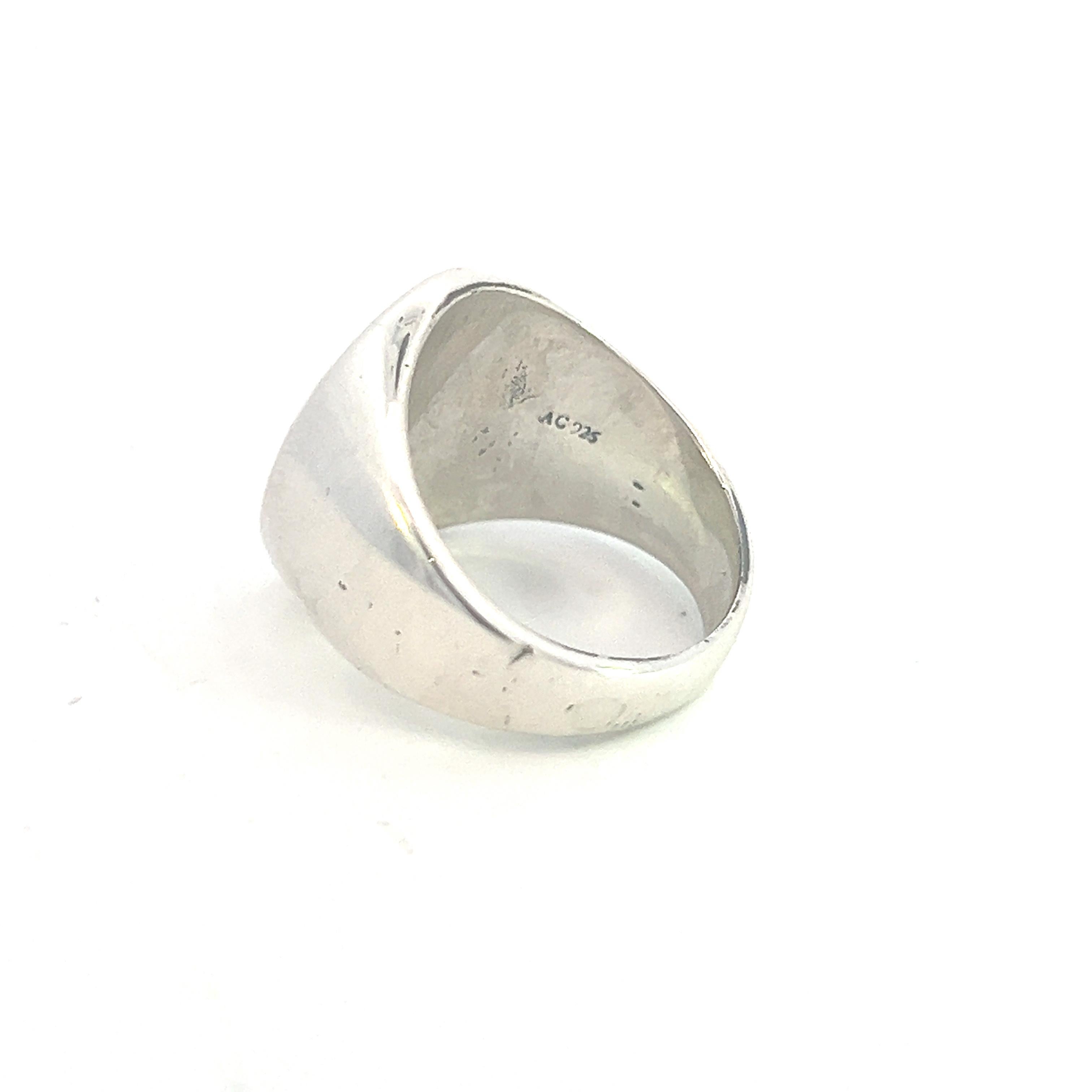 Tiffany & Co Estate Mens Signet Engraveable Ring 6.5 Silver 11.70 mm 3
