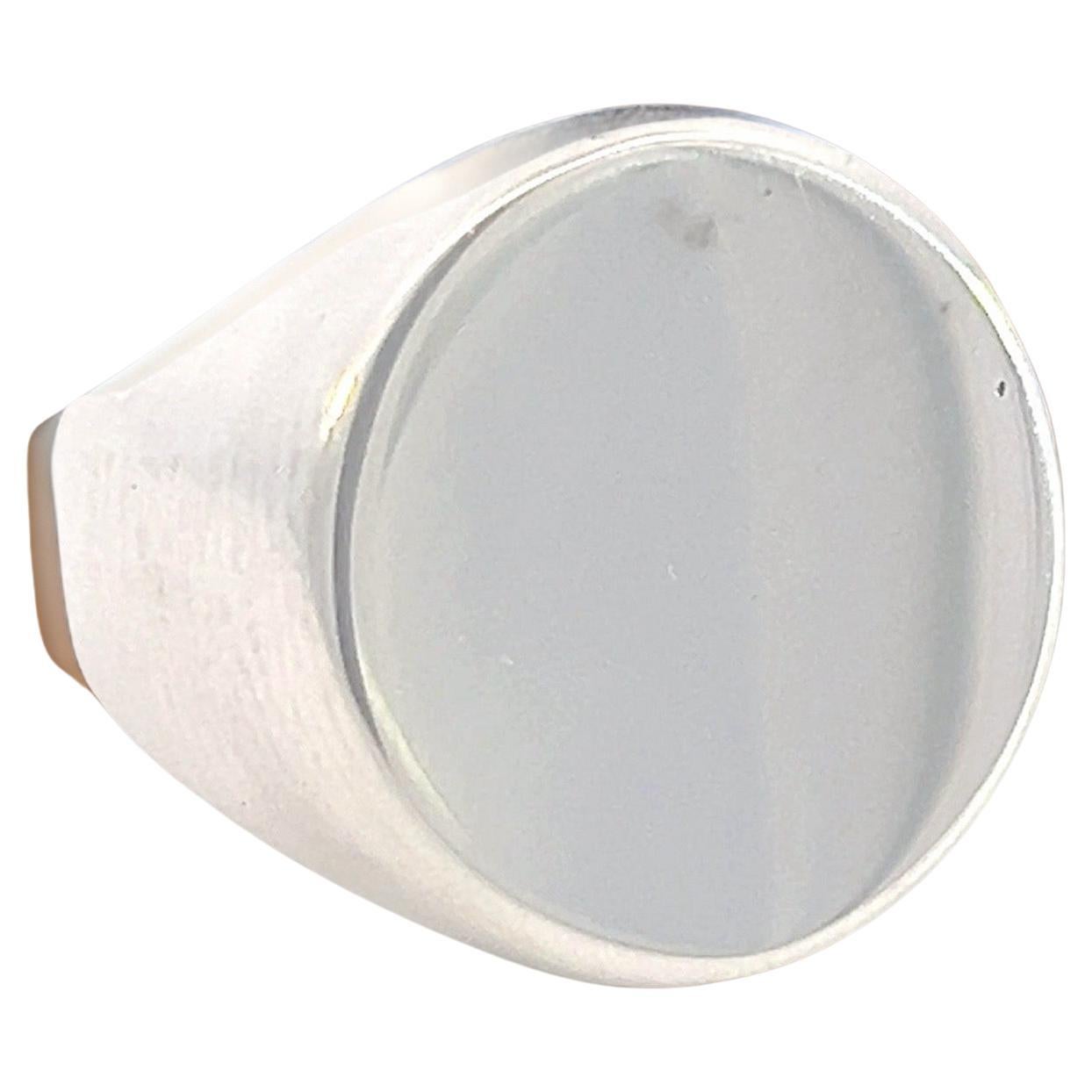 Tiffany & Co Estate Mens Signet Engraveable Ring 6.5 Silver 11.70 mm
