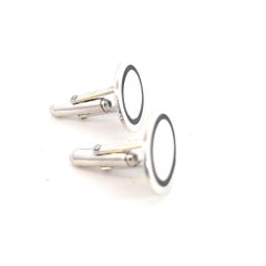 Tiffany & Co Estate Mens Silver & Blue Enamel Cufflinks Silver